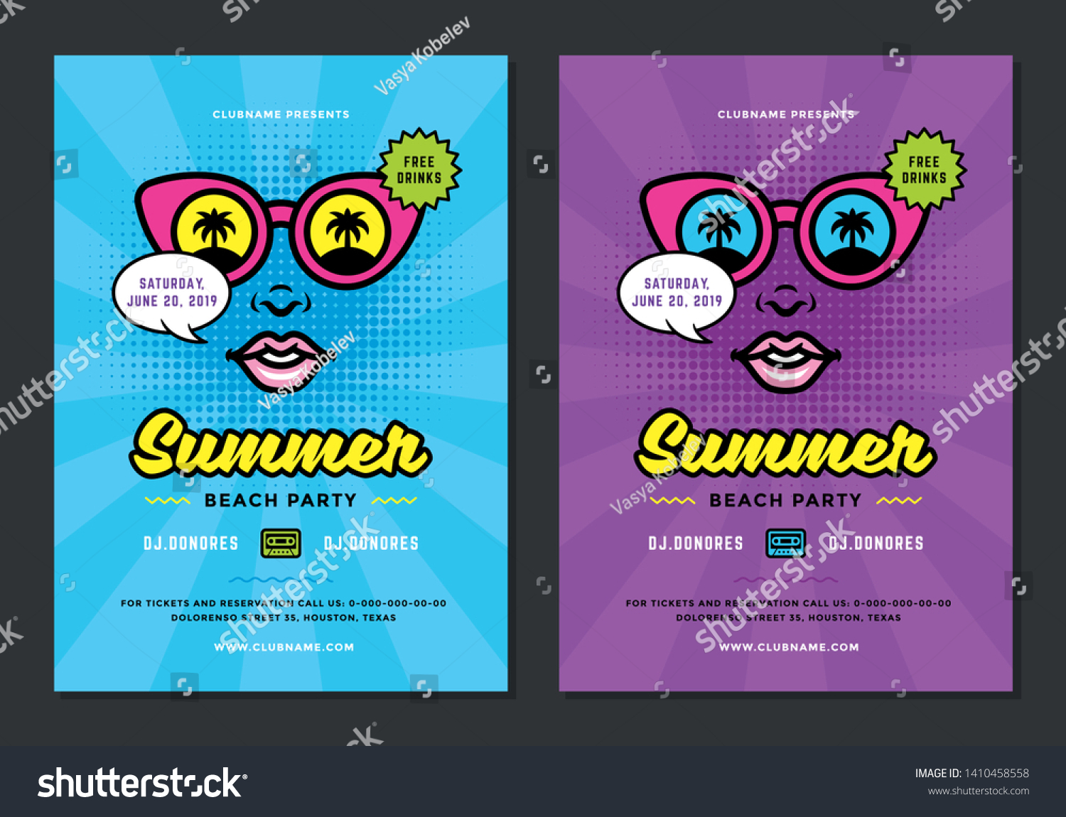 Summer Beach Party Flyer Poster Template Stock Vector (Royalty Free ...