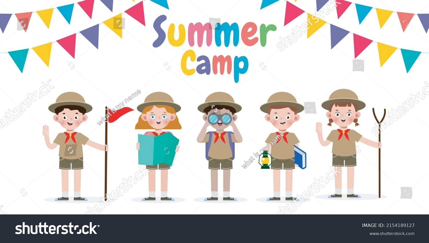 Summer Camp Banner Template Background Kids Stock Vector (Royalty Free ...