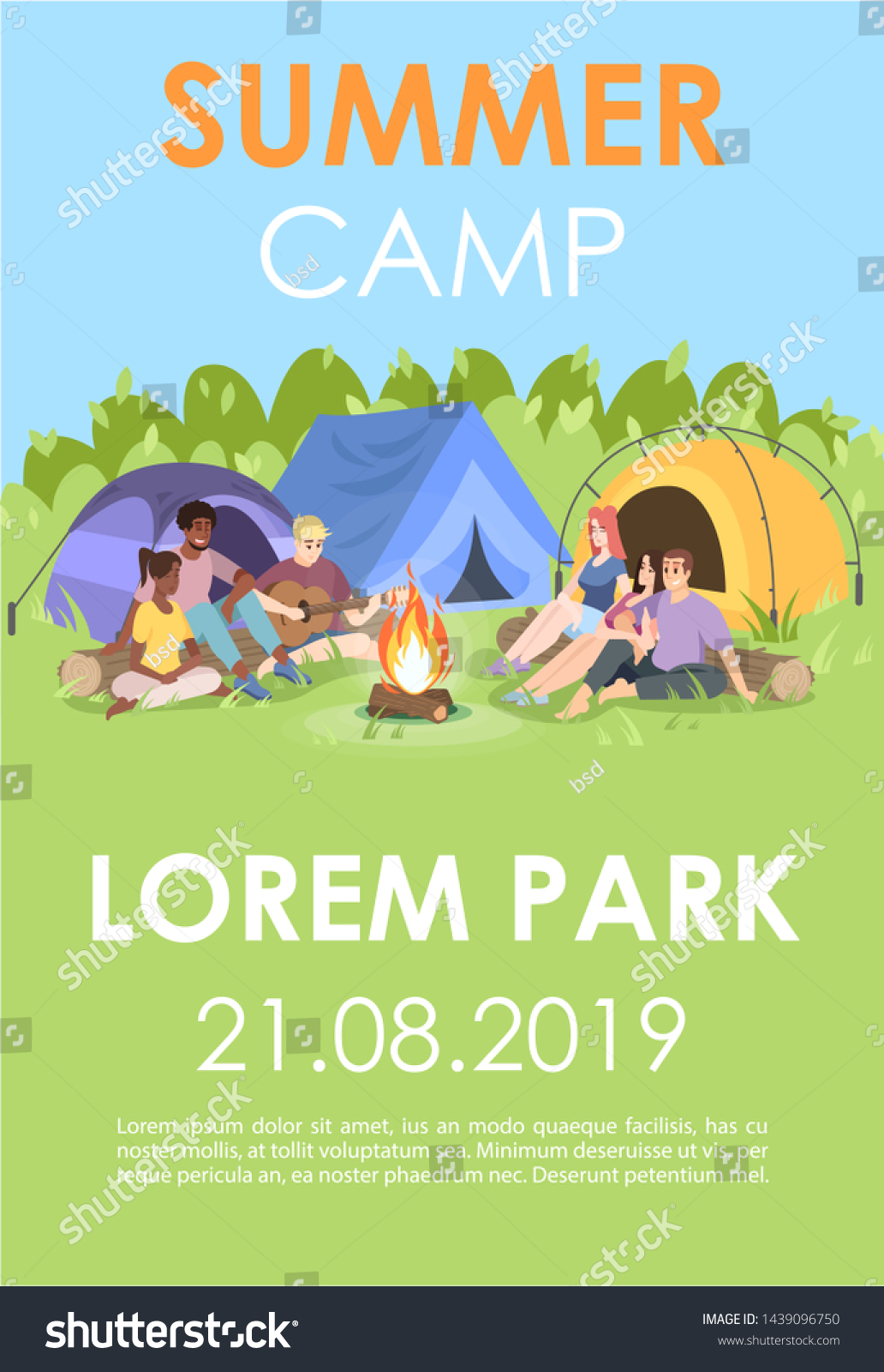 Summer Camp Brochure Template Outdoor Recreation Stock Vector In Sports Camp Flyer Template