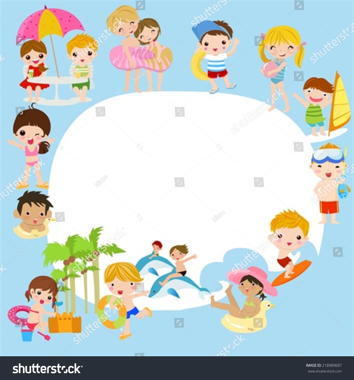 Summer Children Background Stock Vector 218989687 - Shutterstock