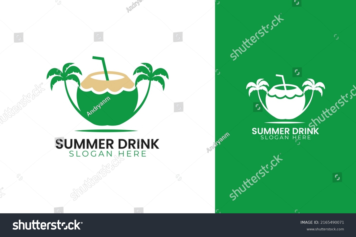 Summer Drink Logo Design Coconut Fruit Stock Vector (Royalty Free ...