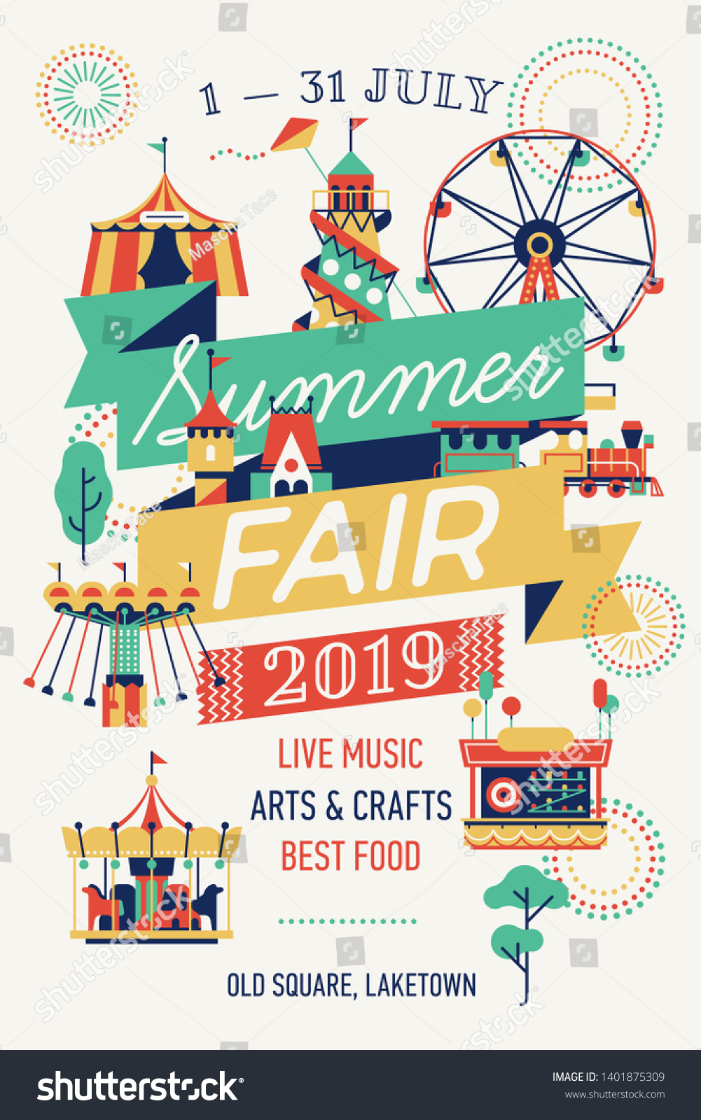 Summer Fair Vertical Poster Banner Template Stock Vector (Royalty Free ...