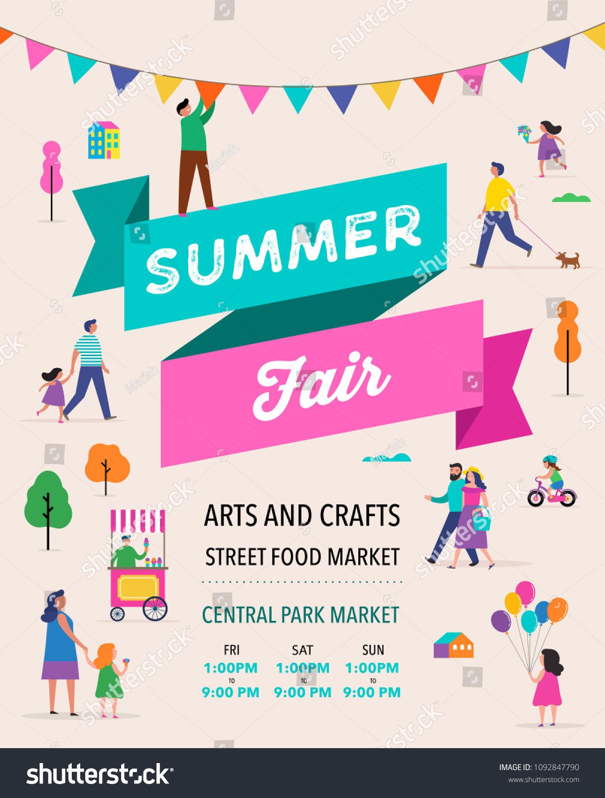 SVG of Summer fest, food street fair, family festival poster and banner colorful design svg
