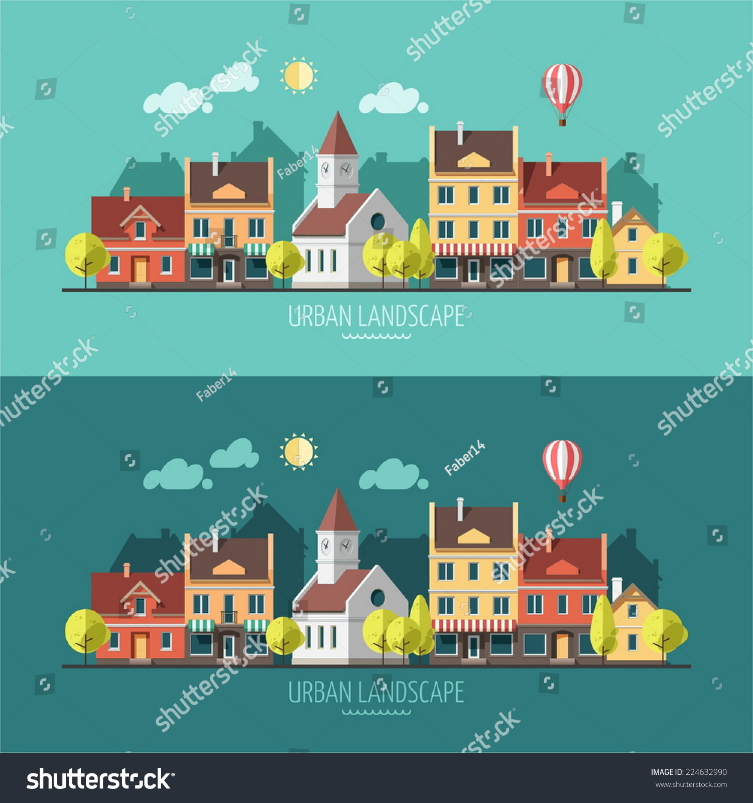 Summer - Flat Design Urban Landscape Illustration - 224632990 ...