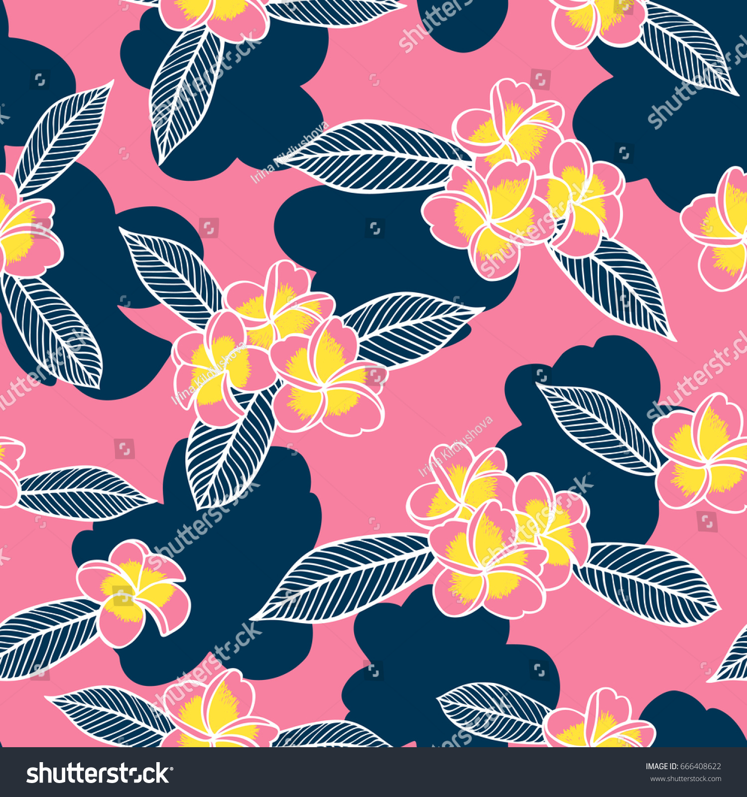 Summer Floral Pattern Vector Seamless Outline Stock Vector ...