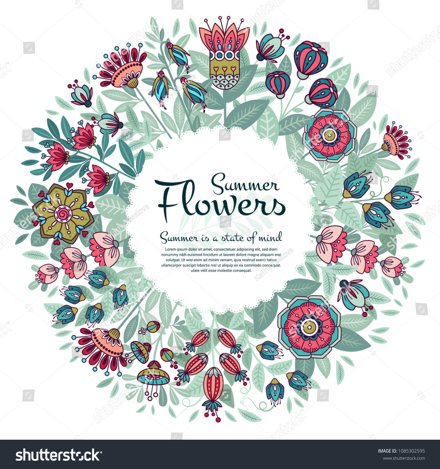 Summer Flowers Vector Illustration Cartoon Style Stock Vector Royalty Free