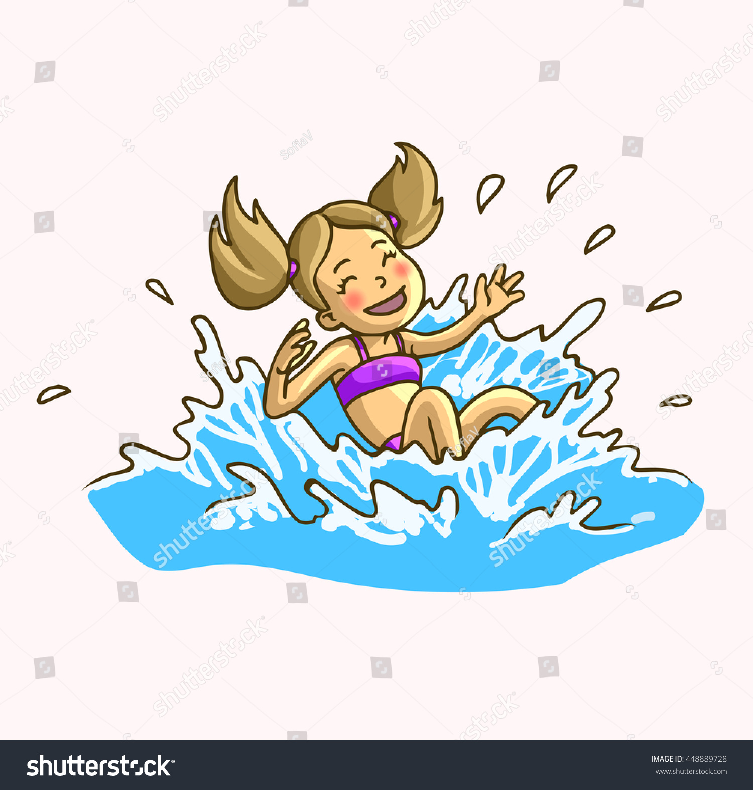 Summer Fun Aqua Park Happy Cheerful Stock Vector 448889728 - Shutterstock