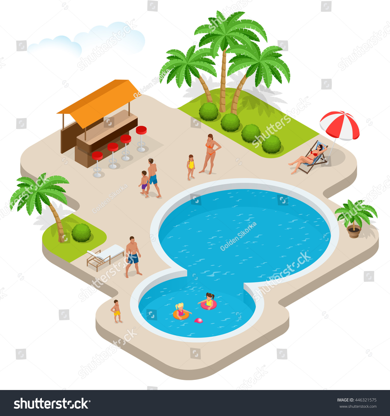 Summer Fun Pool Child Parents On Stock Vector (Royalty Free) 446321575 ...