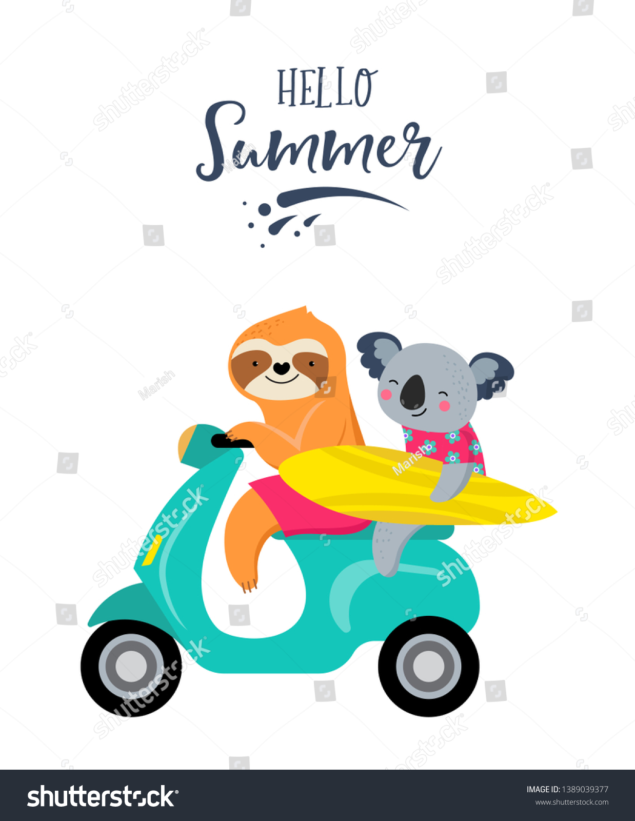 Download Summer Fun Illustration Cute Characters Koalas Stock Vector Royalty Free 1389039377