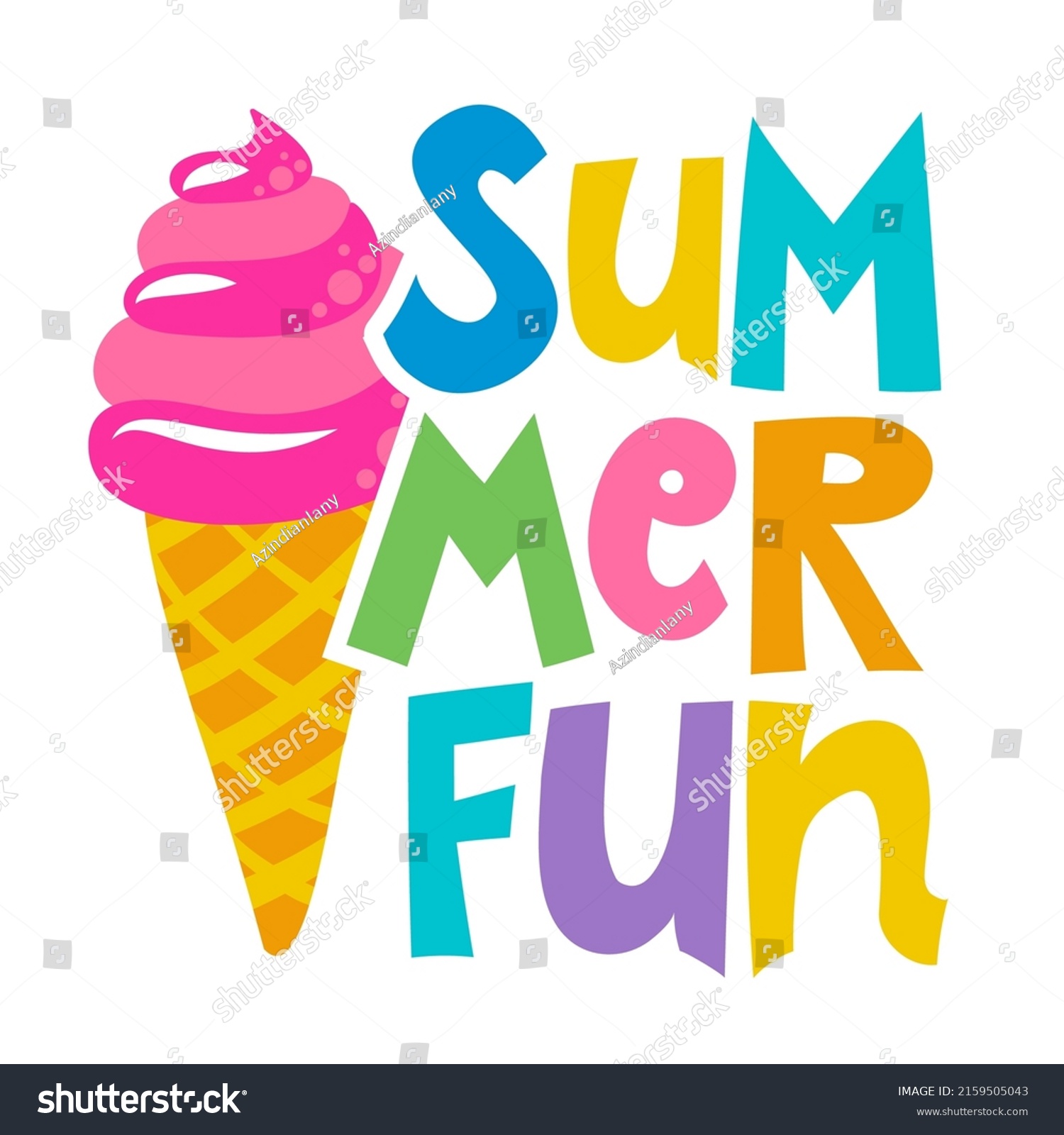 SVG of Summer Fun - Motivational quotes. Hand painted brush lettering with strawberry ice cream. Good for t-shirt, posters, textiles, gifts, travel sets. svg