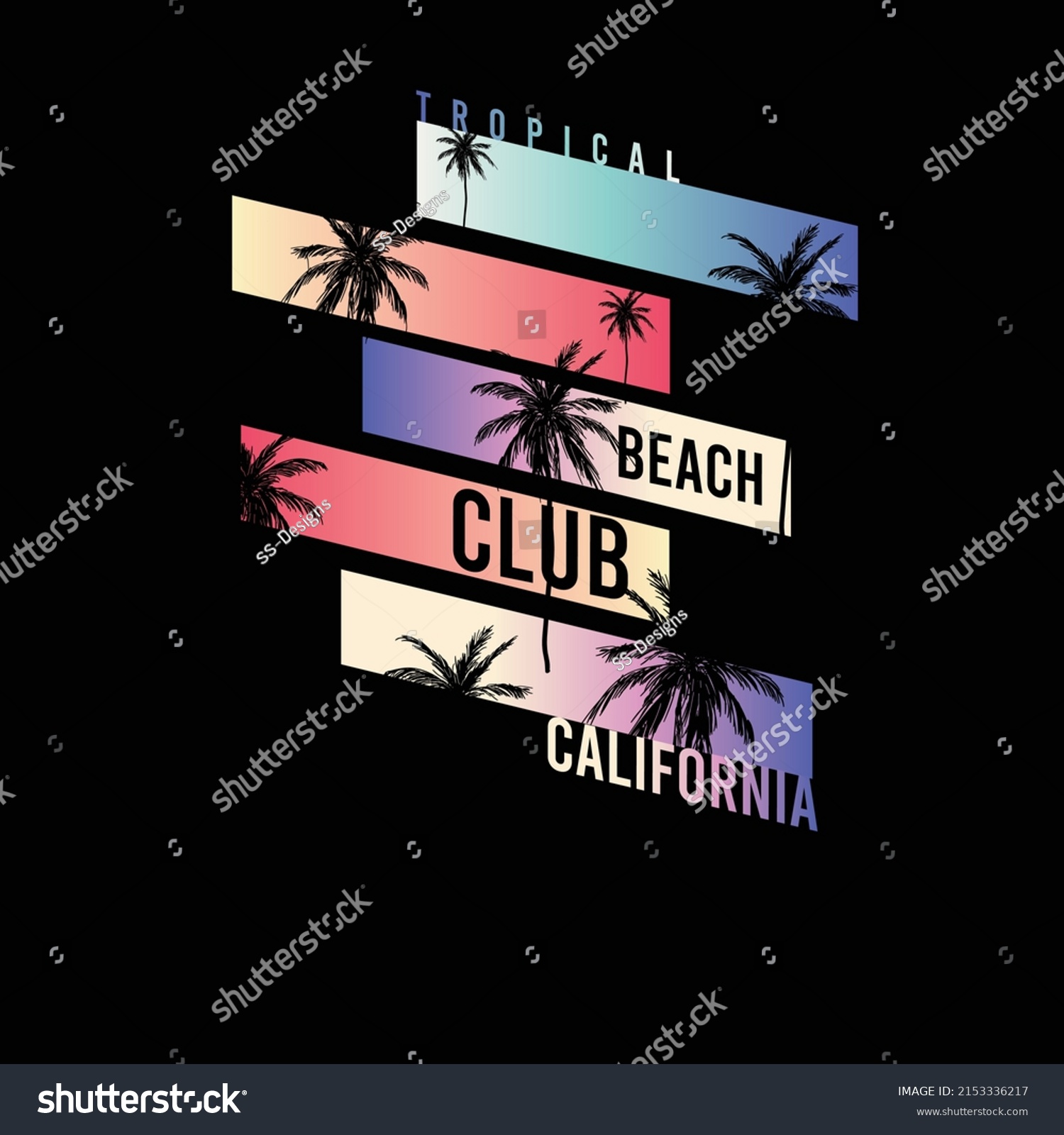 Summer Graphics California Beach Club Typographic Stock Vector (Royalty ...