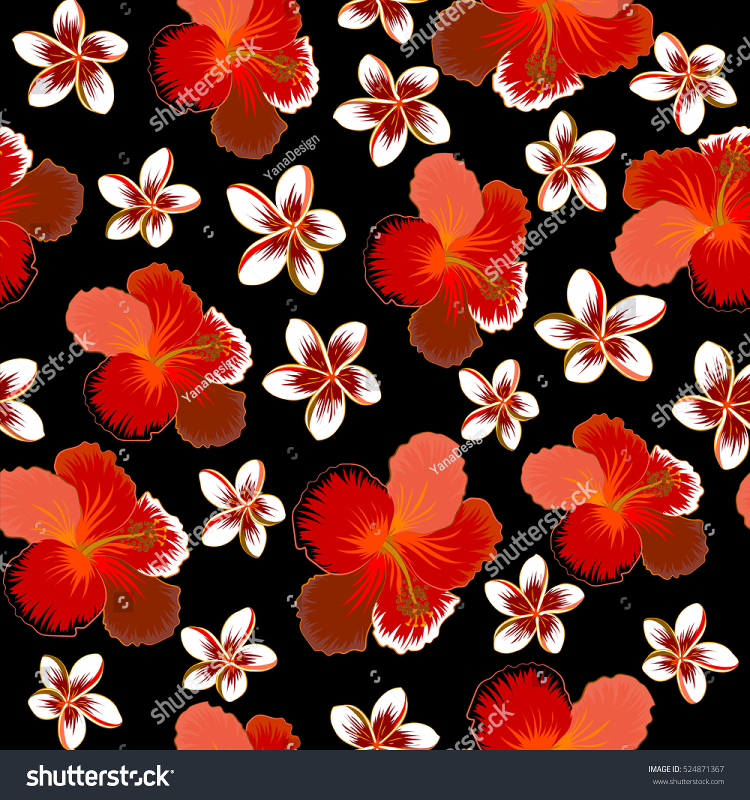 Summer Hawaiian Seamless Pattern Tropical Plants Stock Vector (Royalty ...