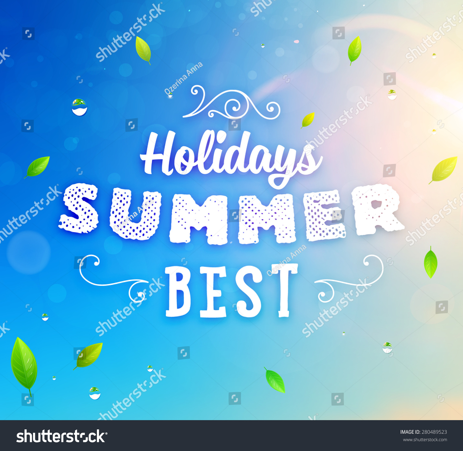 Summer Holidays Typography Background Sun Sky Stock Vector (Royalty ...