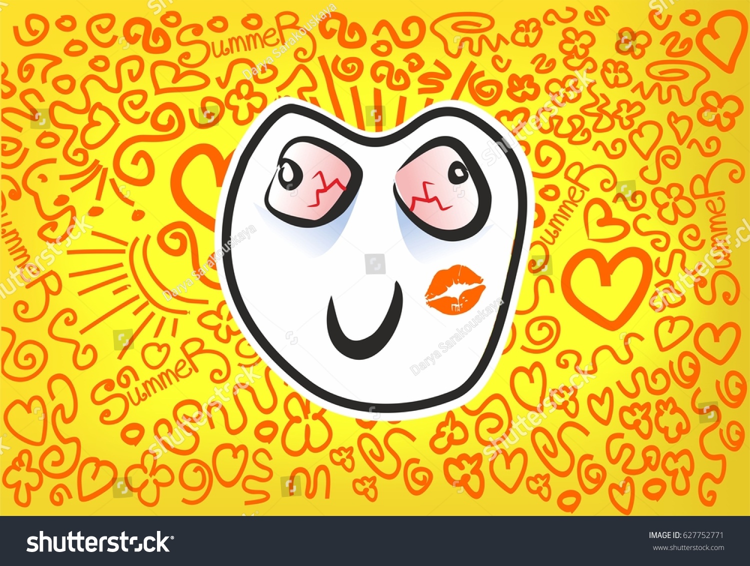 Summer Internet Meme Doodle Style Smiling Stock Vector 627752771