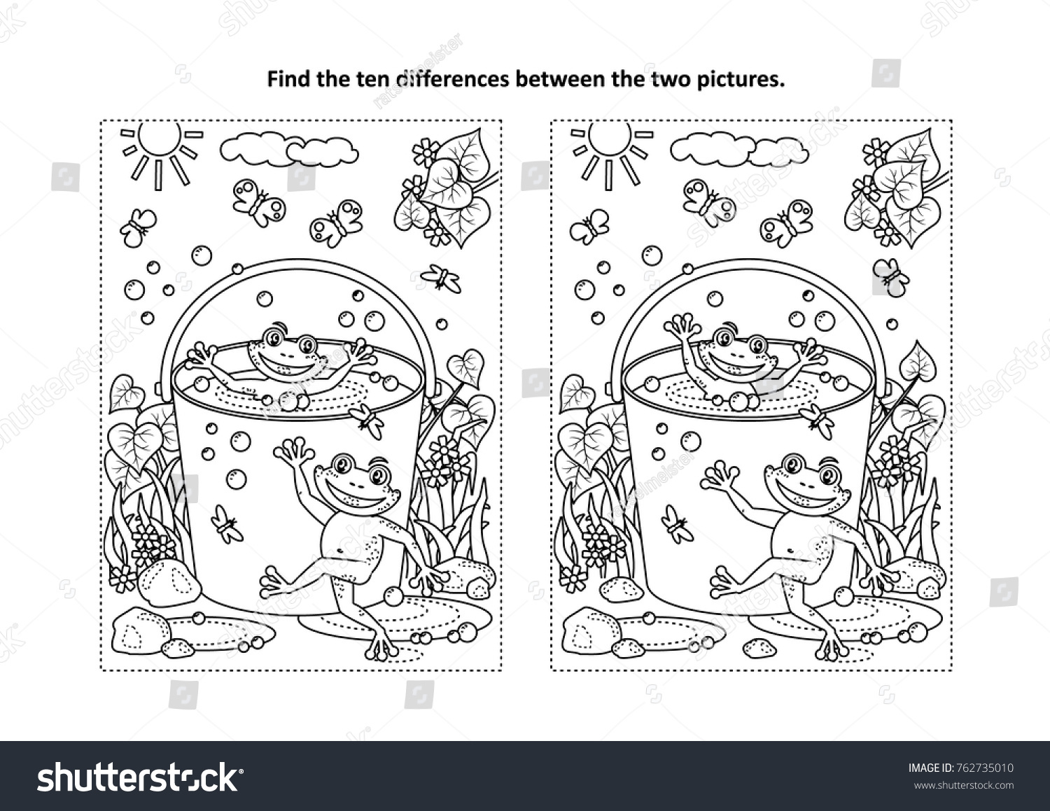 Summer Joy Themed Find Ten Differences Stock Vector Royalty Free ...