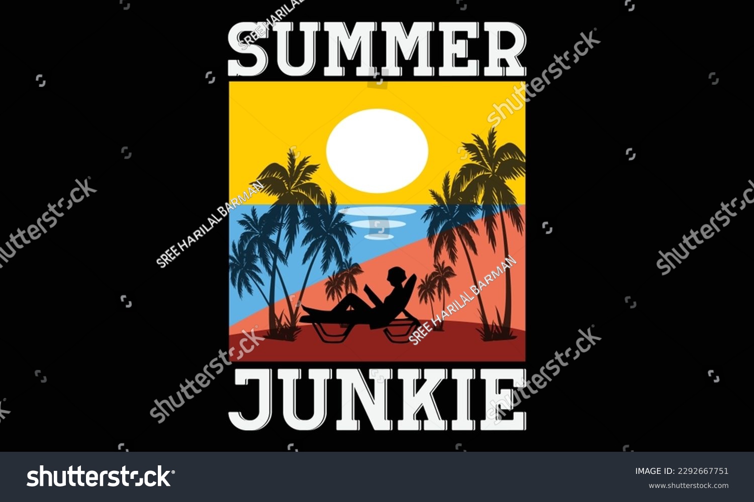 SVG of Summer junkie - Summer Svg typography t-shirt design, Hand drawn lettering phrase, Greeting cards, templates, mugs, templates, brochures, posters, labels, stickers, eps 10. svg