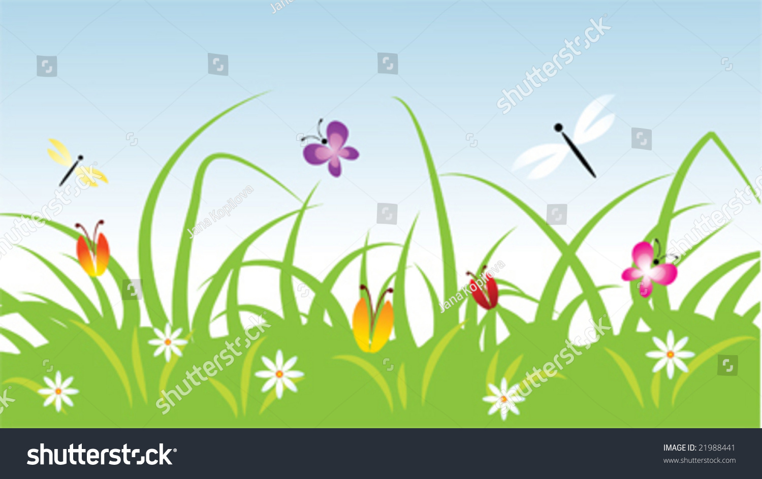 Summer Meadow Vector Illustration Stock Vector (Royalty Free) 21988441 ...