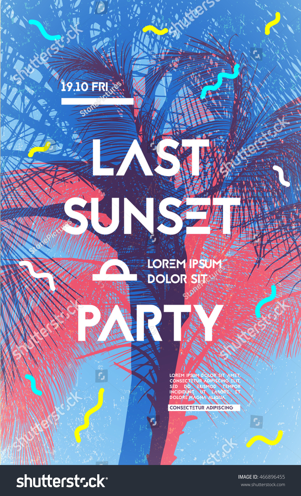 Summer Party Poster Design Template Palm Stock Vector (Royalty Free ...