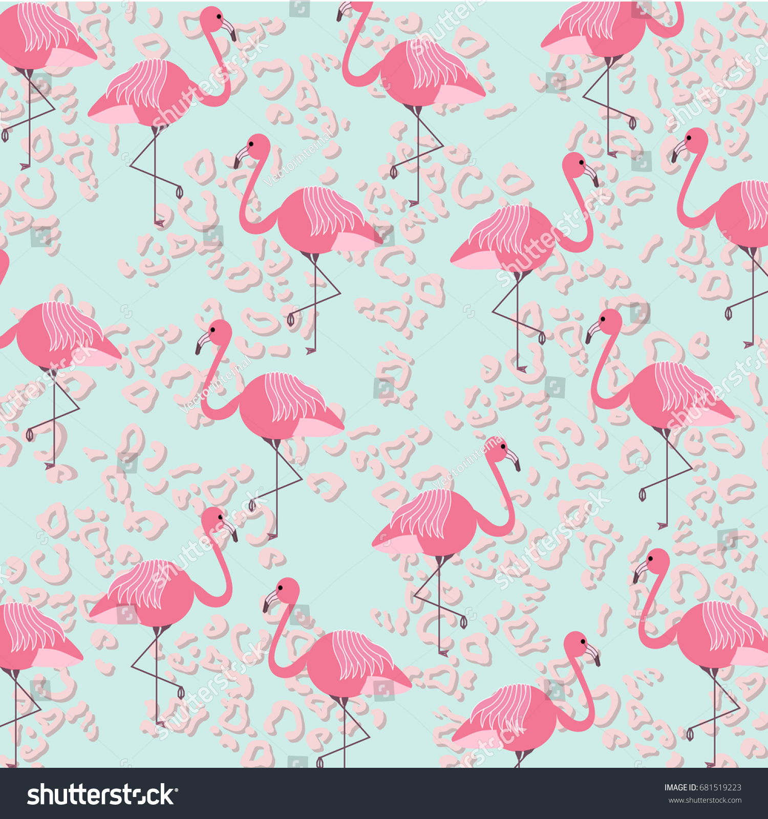 Summer Pattern Pink Flamingos Leopard Printabstractvintage Stock Vector ...