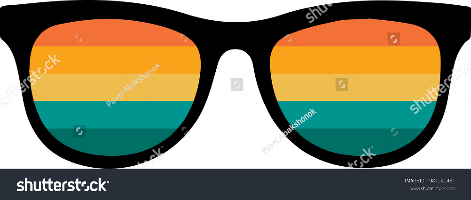 SVG of Summer retro sunglasses svg image  isolated on white background. Sunglasses with retro sun. Retro Vintage Sunset Sunglasses shirt design. Beach svg svg