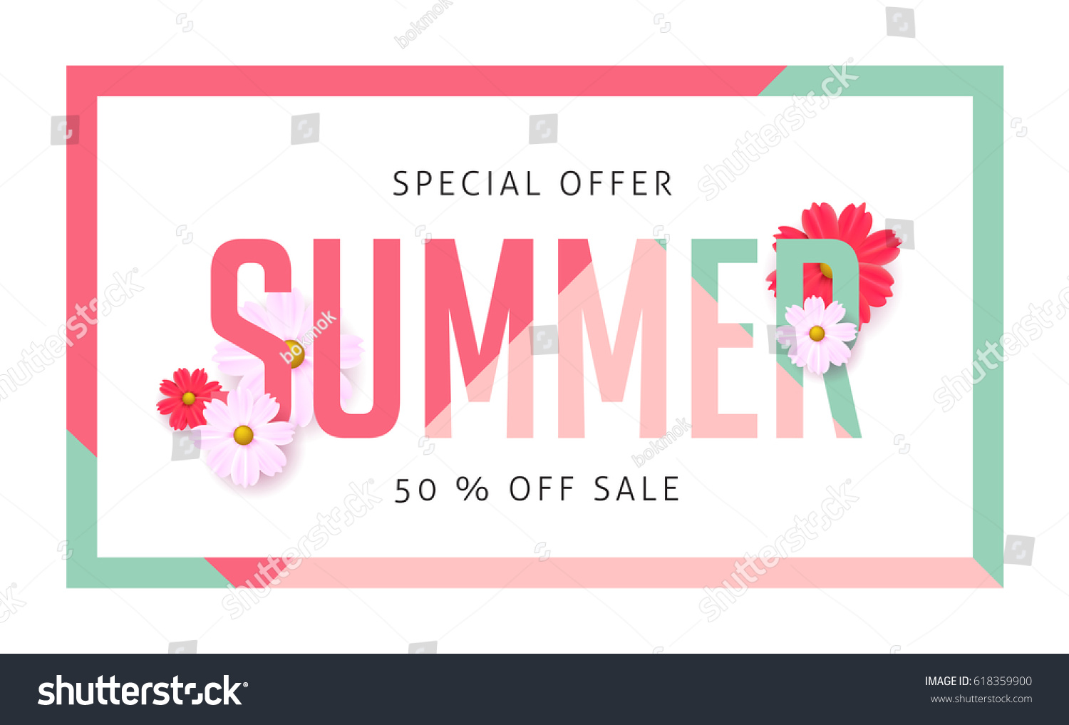 stock vector summer sale banner design template vector illustration discount voucher 618359900