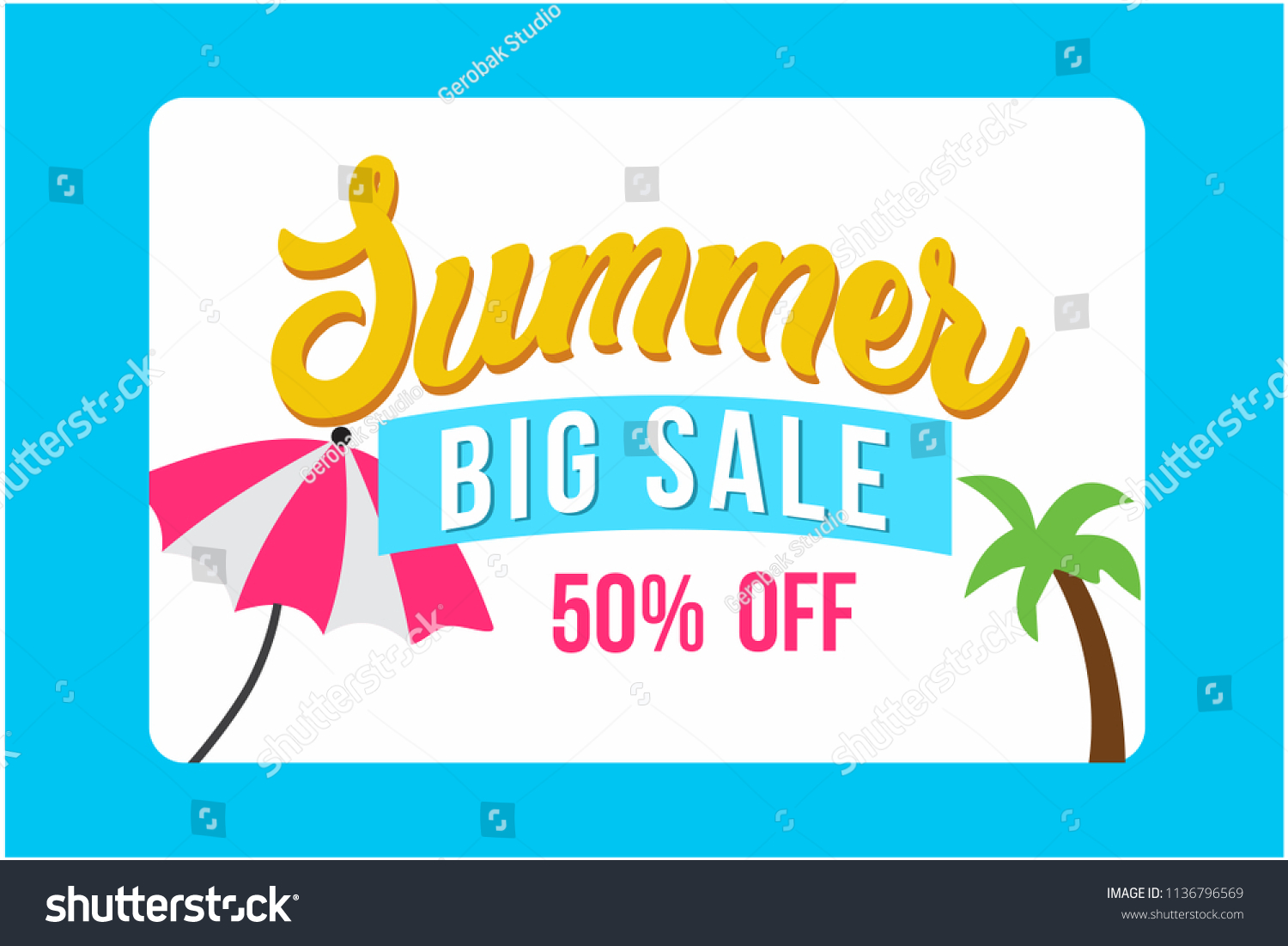Summer Sale Banner Vector Illustration Beach Stock Vector Royalty