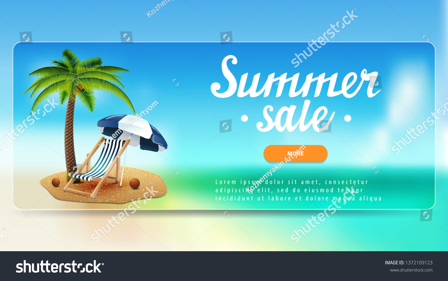 Summer Sale Discount Banner Lettering Button Stock Vector