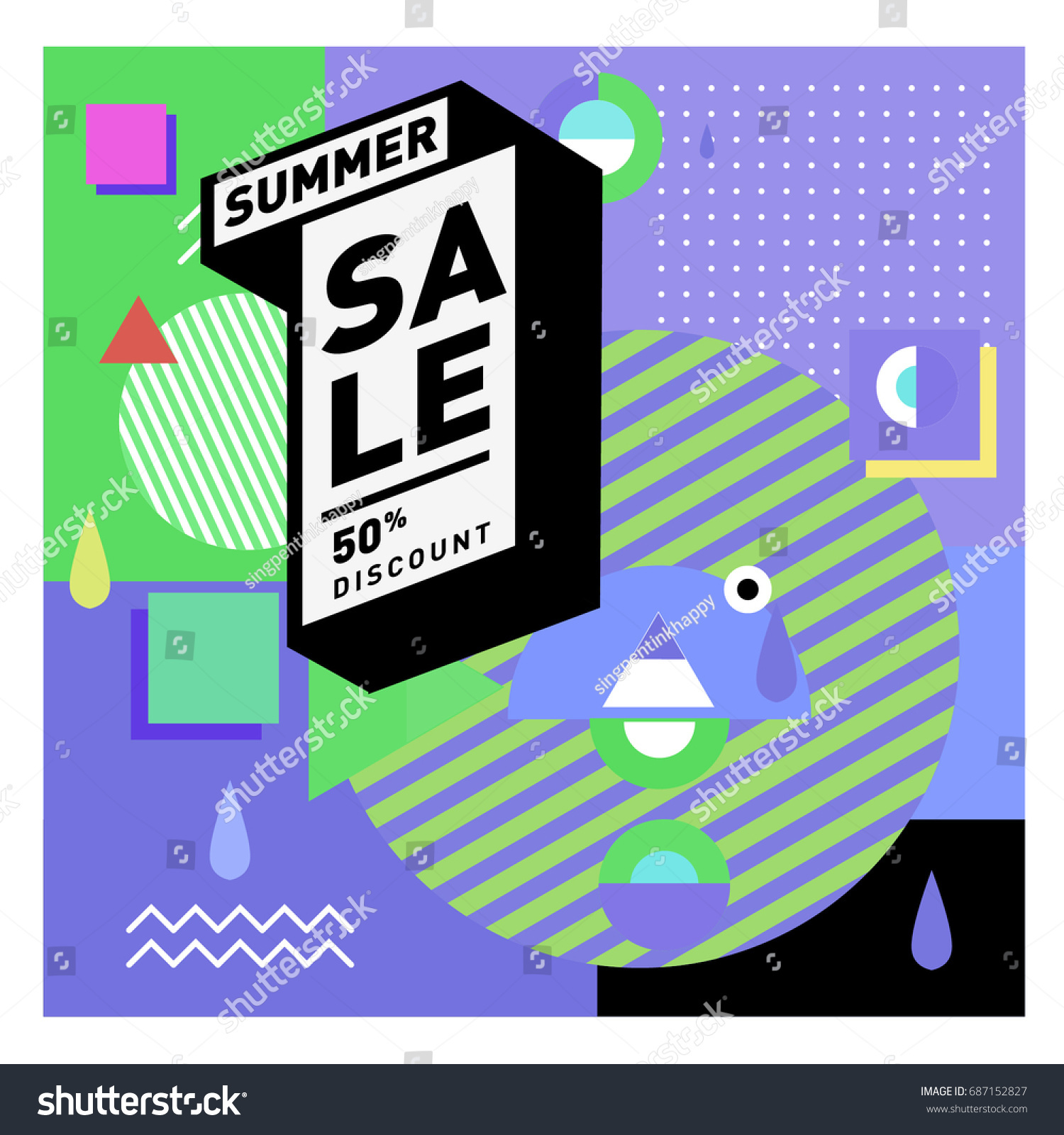Summer Sale Memphis Style Web Banner Fashion And Travel Discount Summer Sale Memphis Style Web Banner Fashion And Travel Discount
