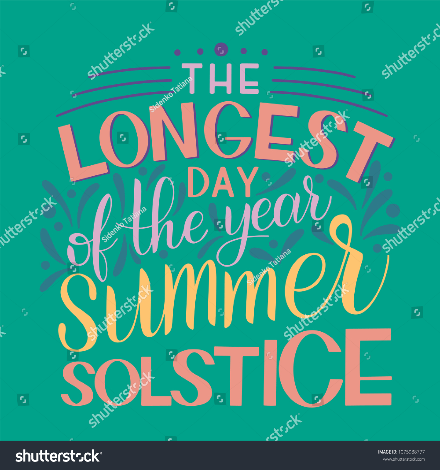 Summer Solstice Lettering Elements Invitations Posters Stock Vector Royalty Free