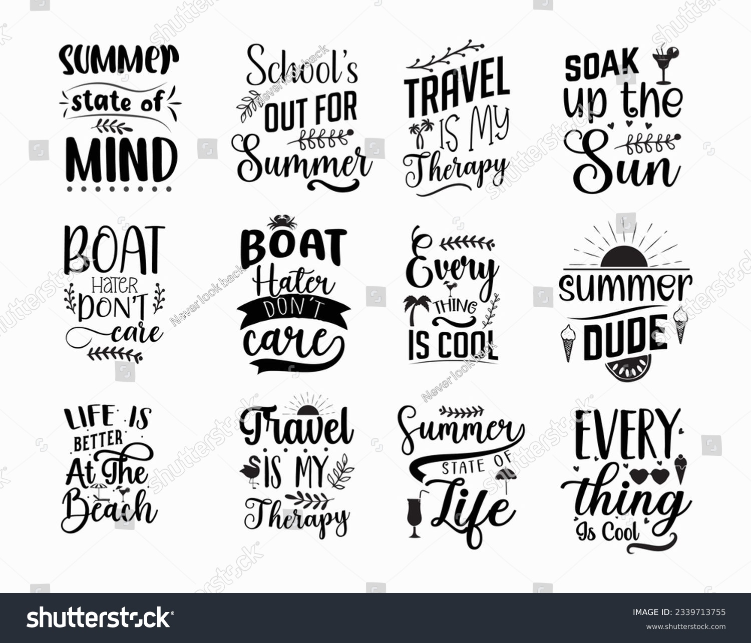 SVG of Summer SVG Bundle, T-shirt Design , Summer typography t shirt design vector ,Summer Bundle SVG Cut File, Beach Life SVG, Sweet Summertime Quote Design, Summer SVG design, White background svg