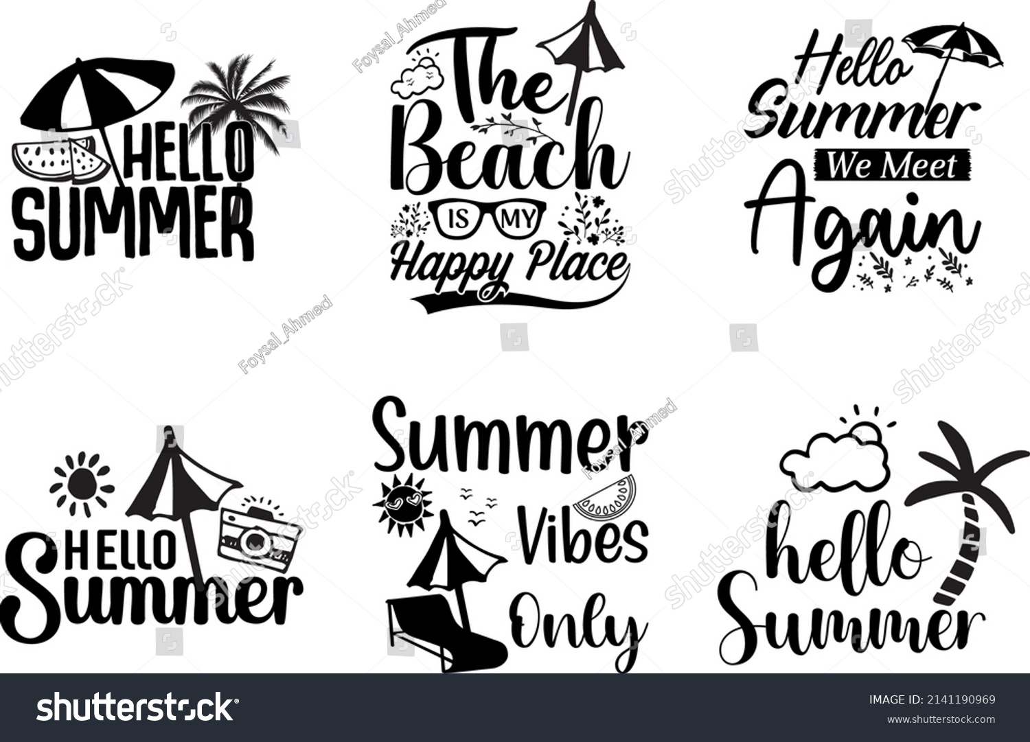 SVG of Summer T-Shirt Design. Hello Summer. Summer Vibes. Summer Cut file. svg
