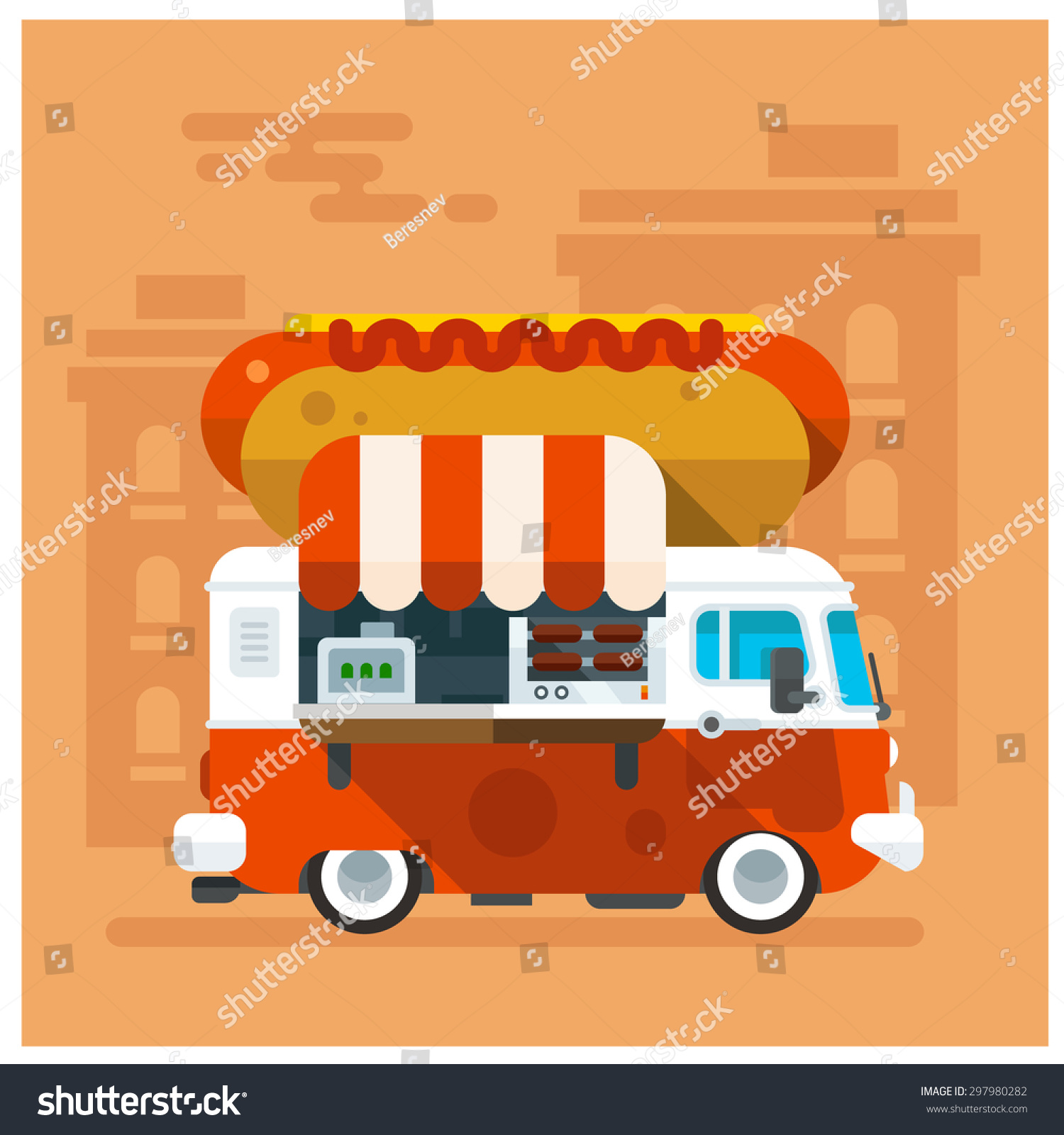 Summer Van Cafe Relax On Beach Stock Vector Royalty Free