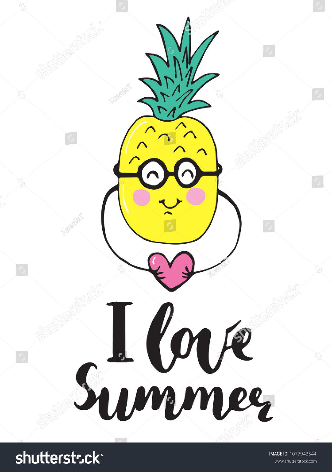 I Love Heart Pineapple Kids Sweatshirt