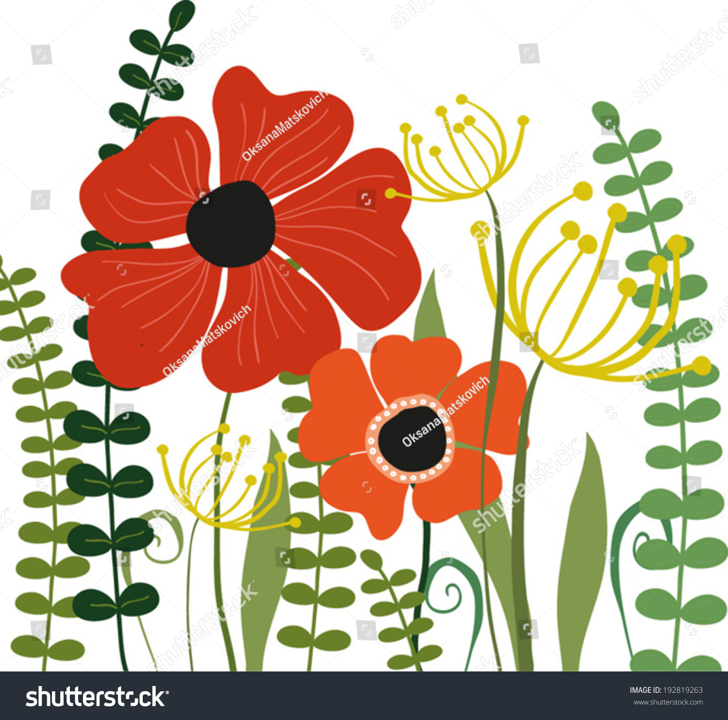 Summertime Flowers Vector Illustration Stock Vector (Royalty Free