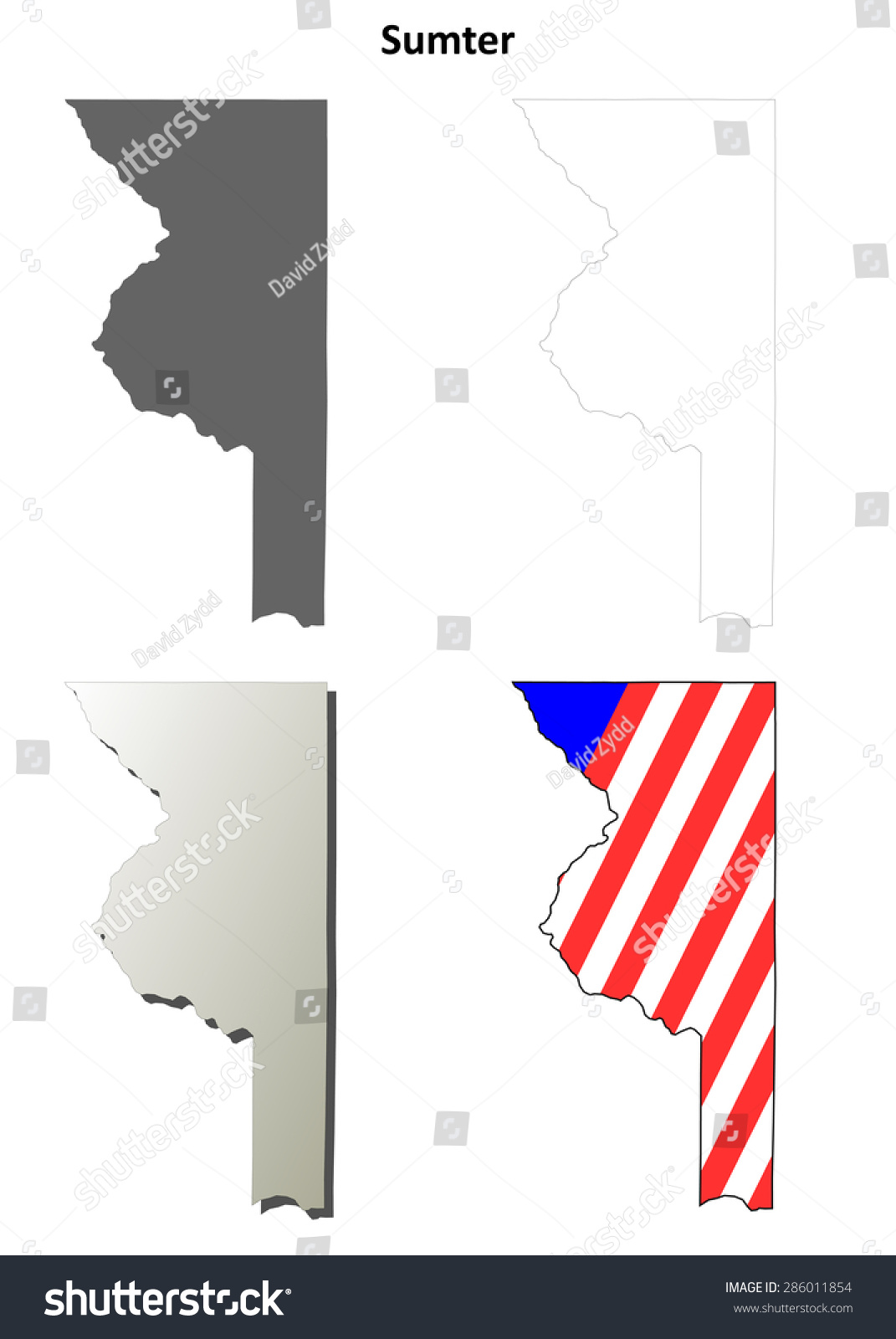 Sumter County Florida Outline Map Set Stock Vector (Royalty Free