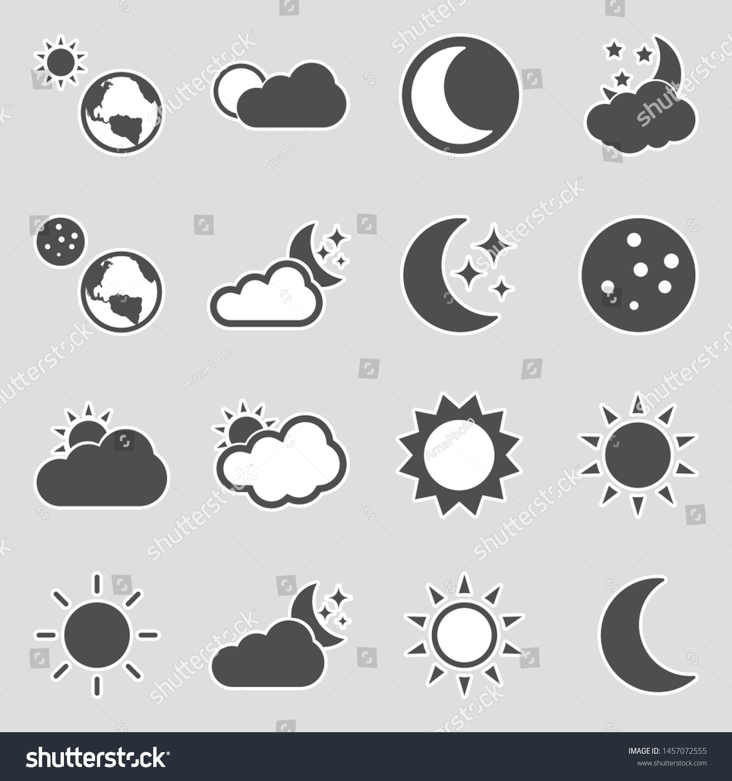 Sun Moon Icons Sticker Design Vector Stock Vector (Royalty Free) 1457072555