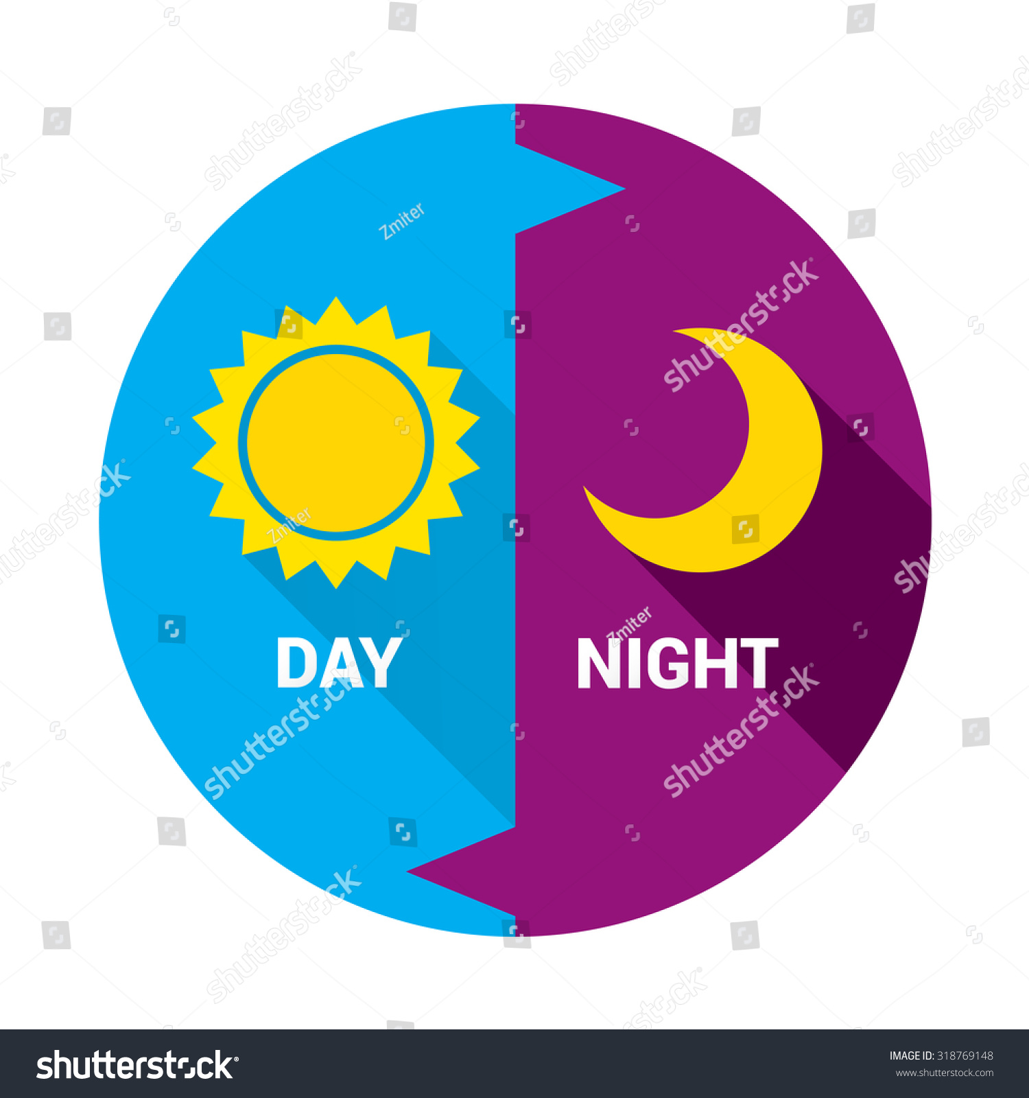 Sun And Moon In Sky, Day And Night. Vector - 318769148 : Shutterstock