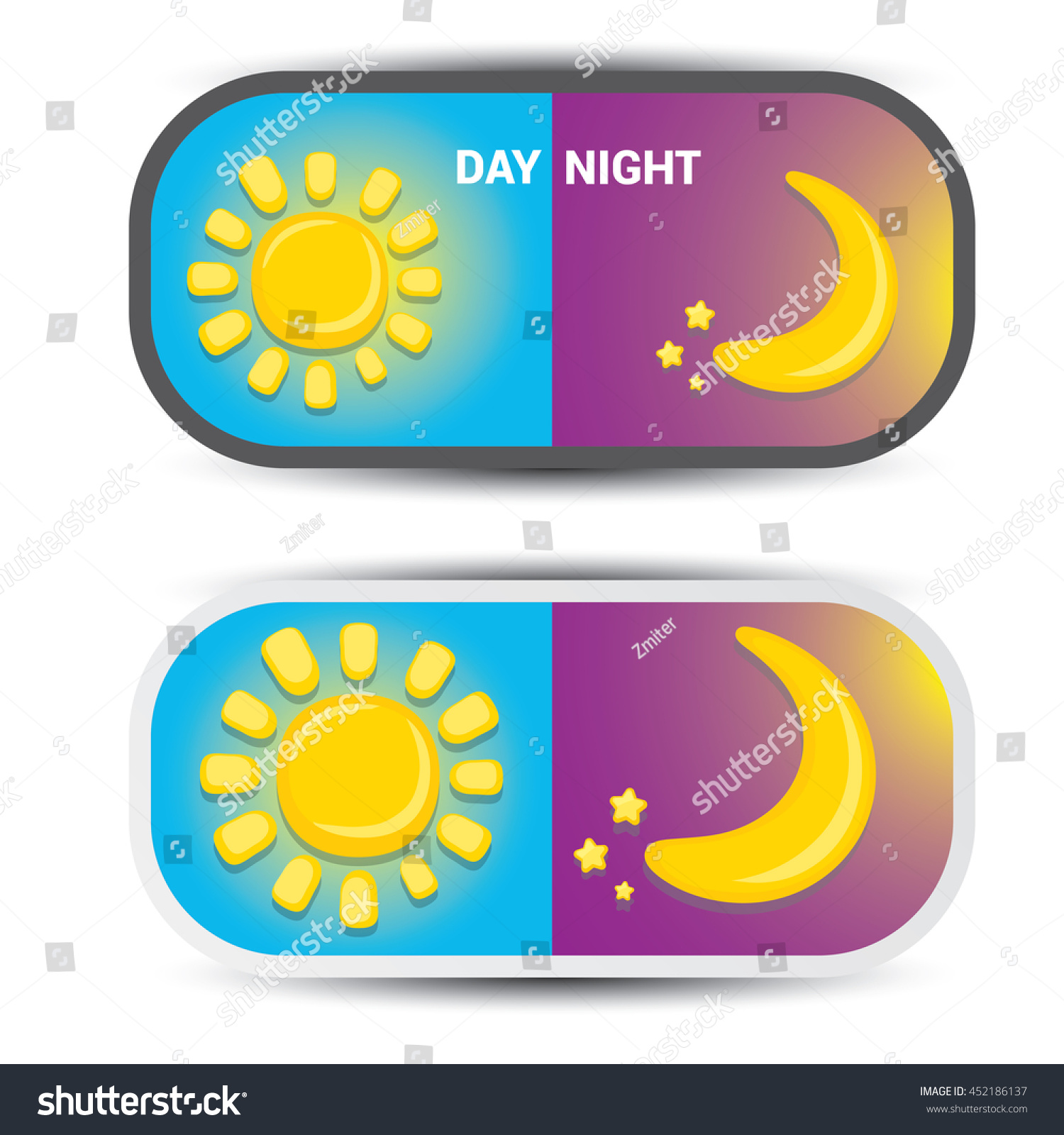 Sun Moon Sky Day Night Vector Stock Vector Royalty Free 452186137 Shutterstock 7437