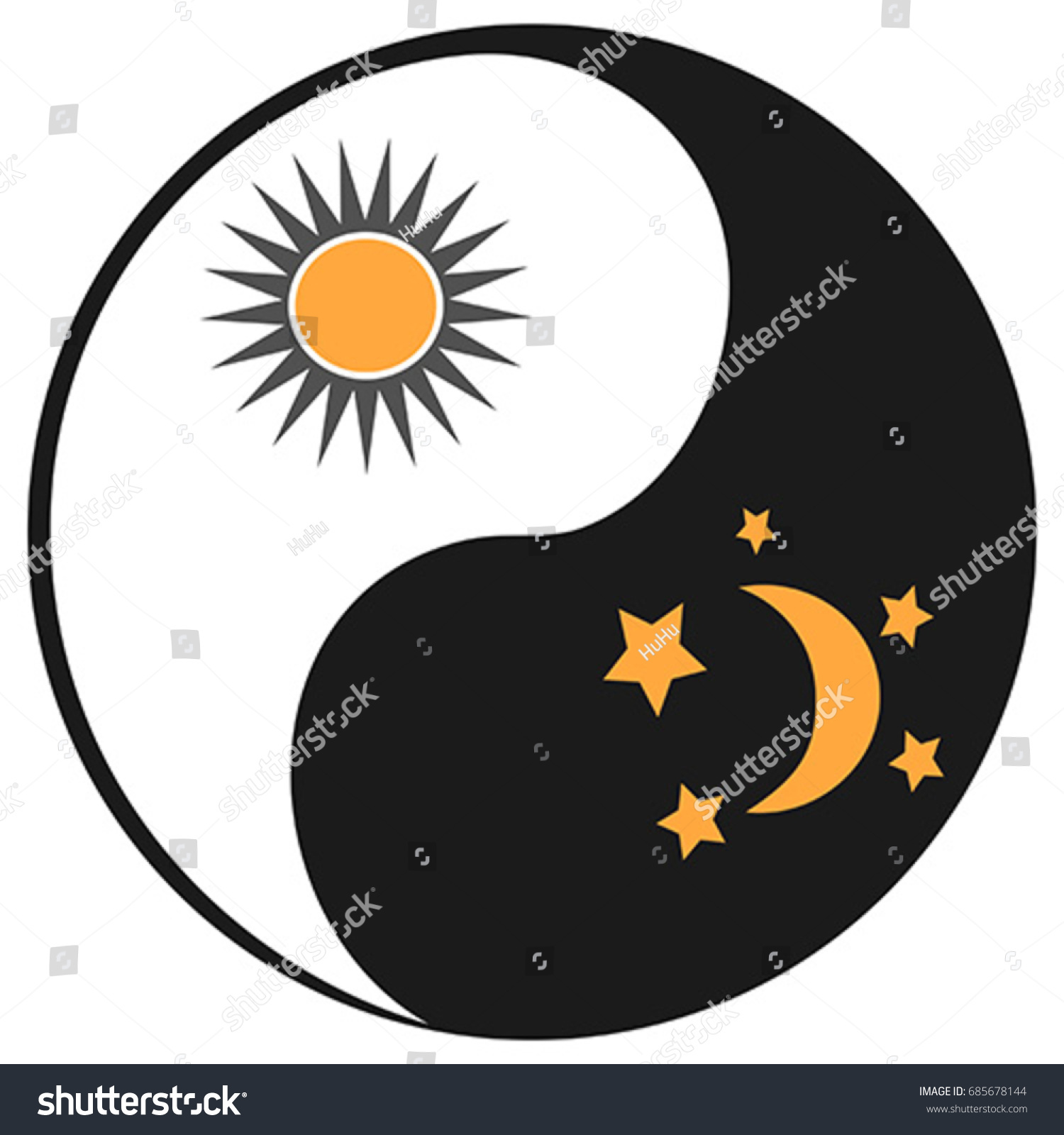 Sun Moon Ying Yang Symbol Stock Vector (Royalty Free) 685678144 ...