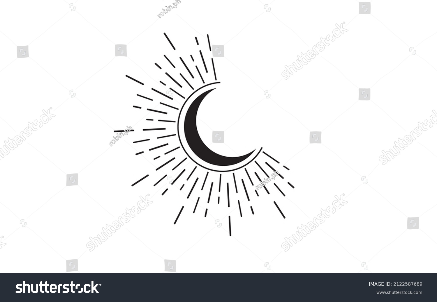 Sun Moon Vintage Line Art Clipart Stock Vector (Royalty Free ...