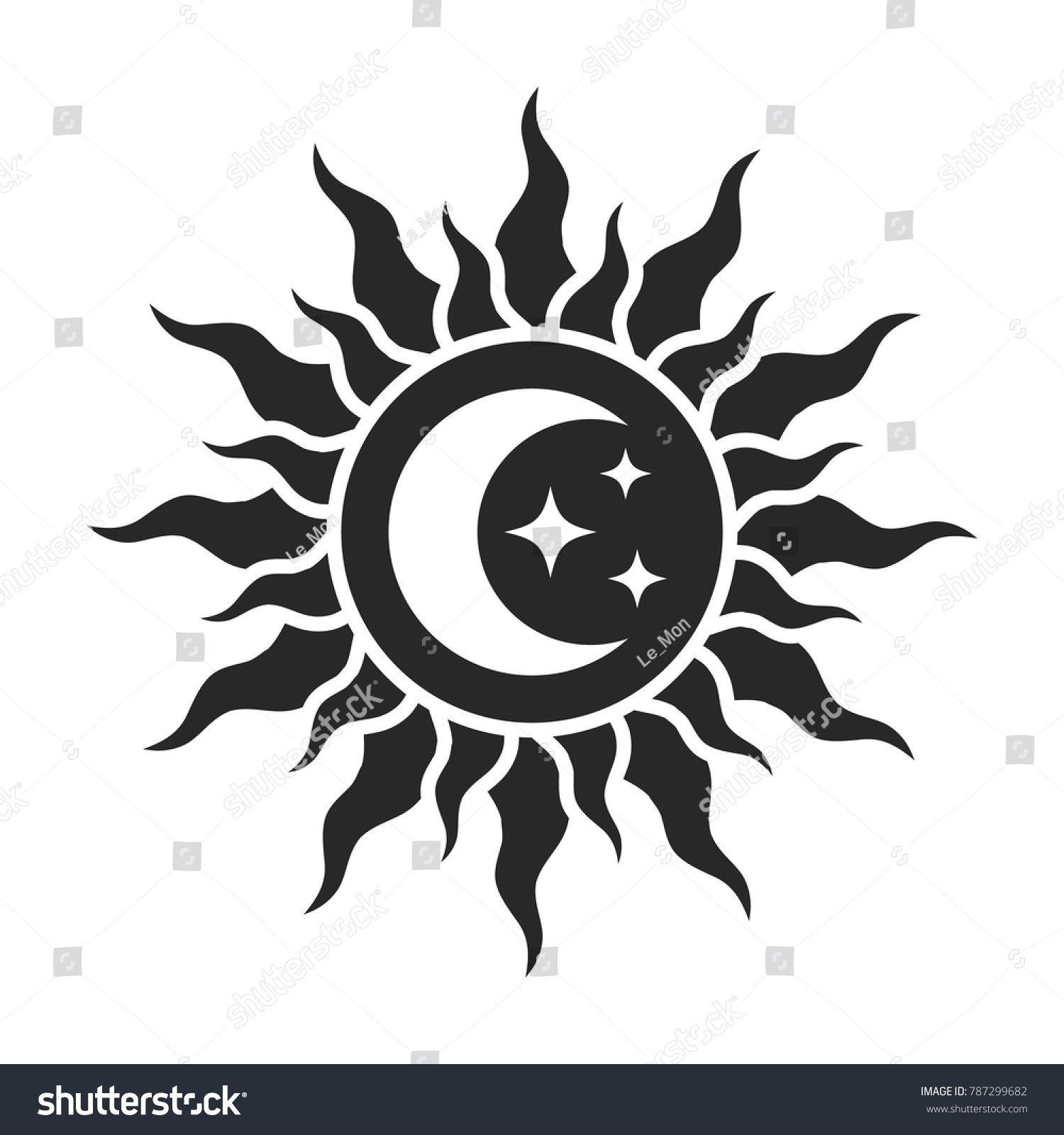 Sun Moon Stars Logo Stock Vector Royalty Free