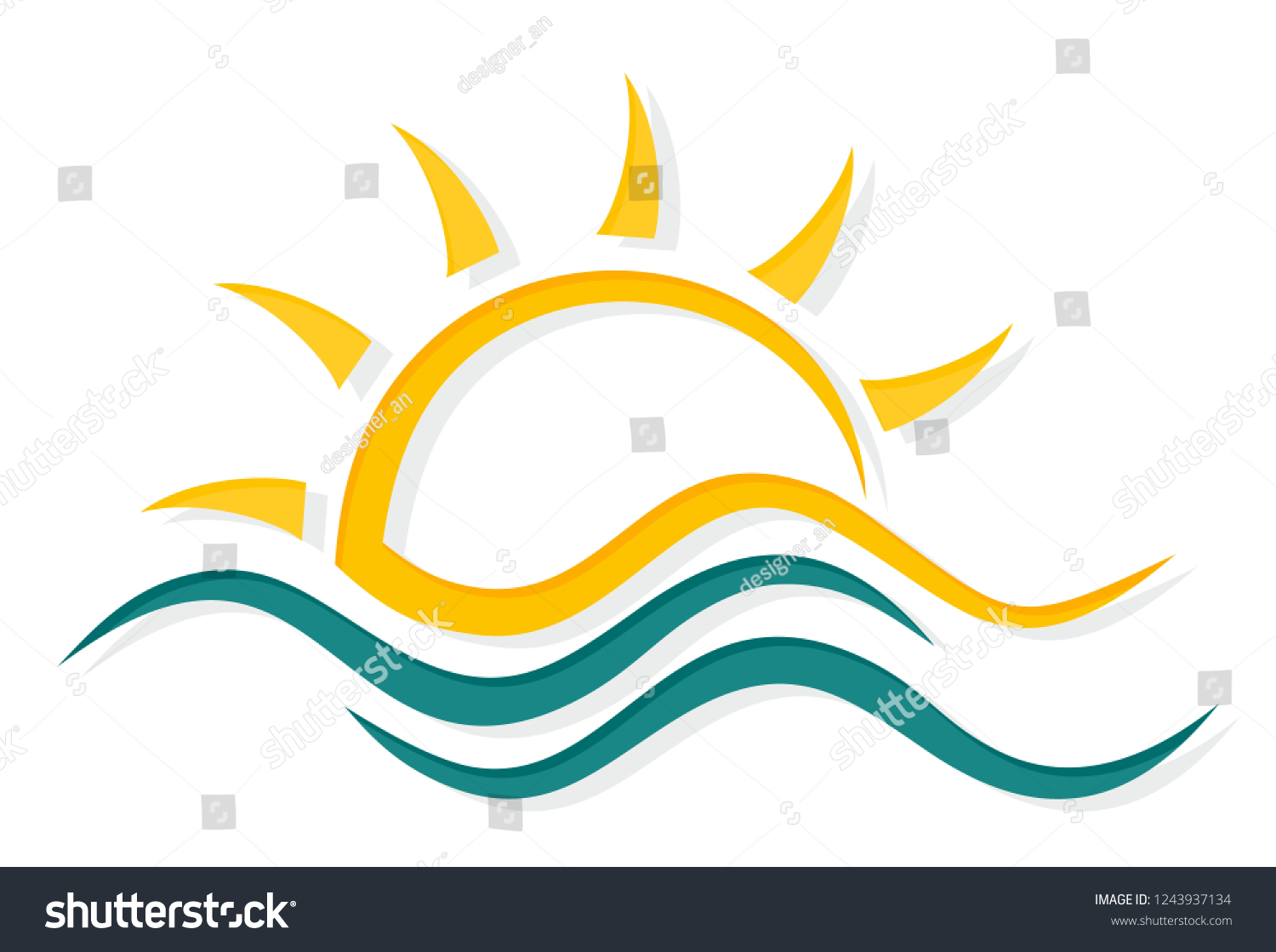 Sun Sea Symbol Stock Vector (Royalty Free) 1243937134 | Shutterstock