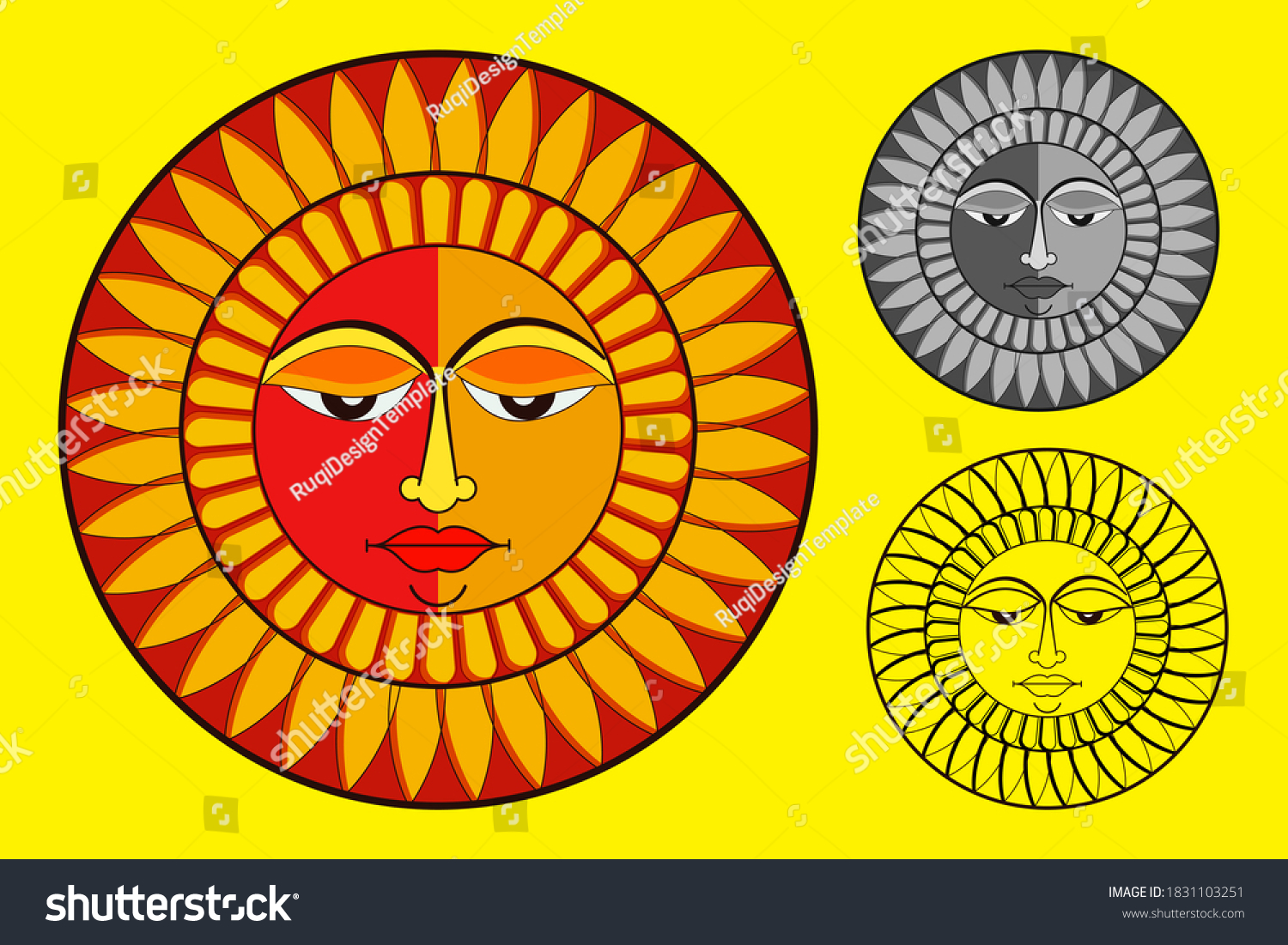 Sun Art Vector Design Sri Lankan Stock Vector Royalty Free