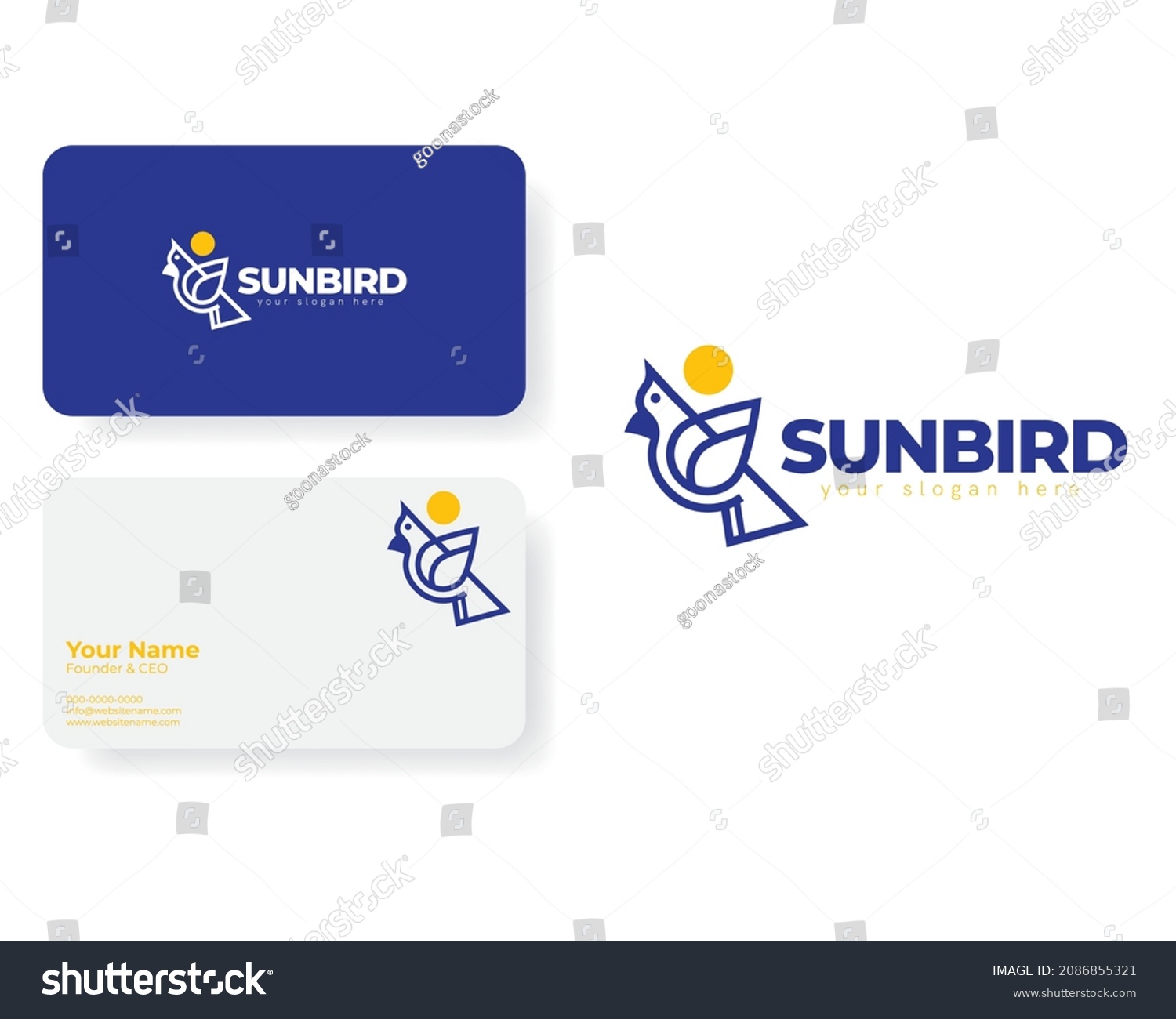 SVG of Sun Bird Logo with Business Card Template svg
