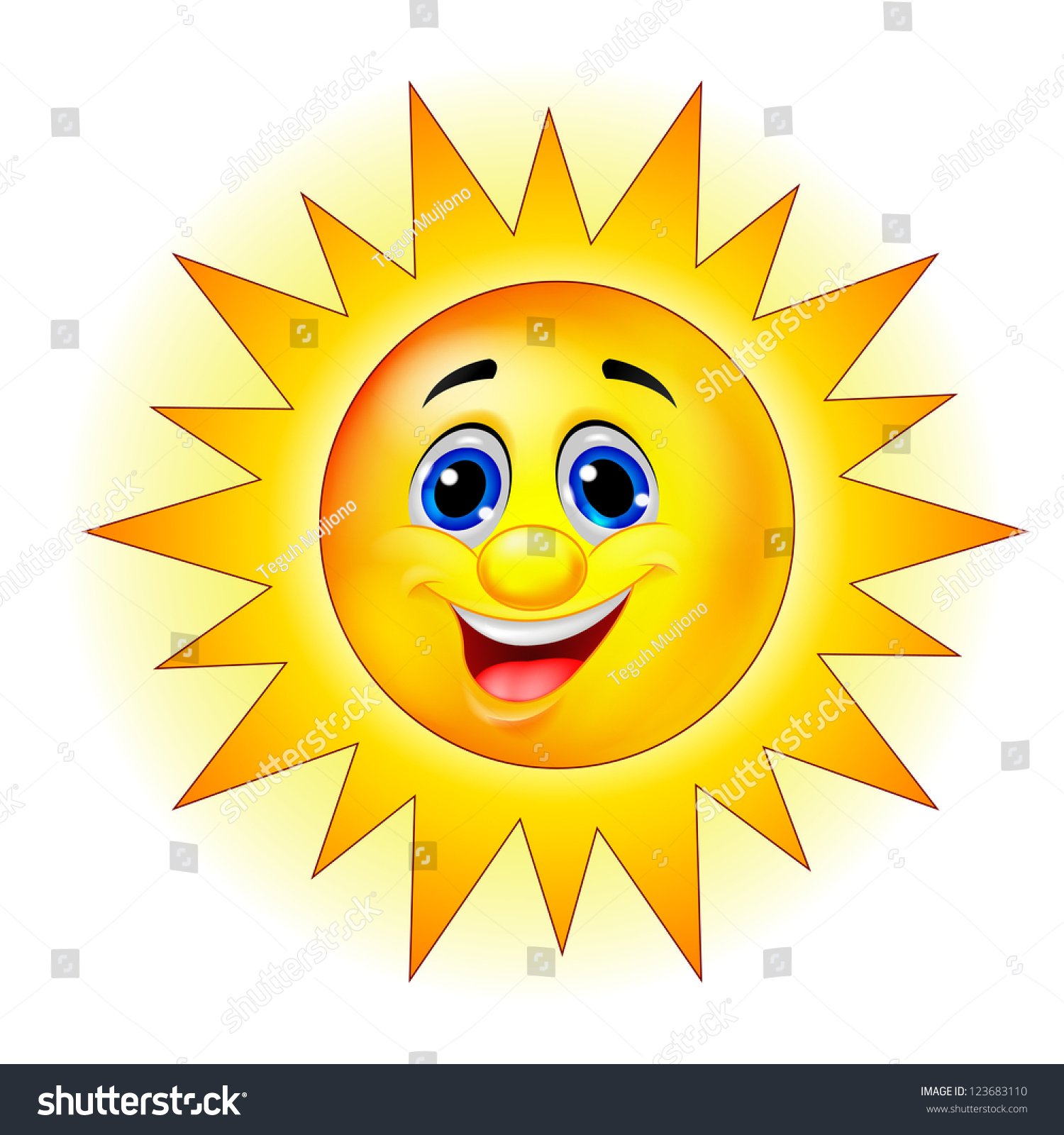 Sun Cartoon Character Stock Vector 123683110 Shutterstock