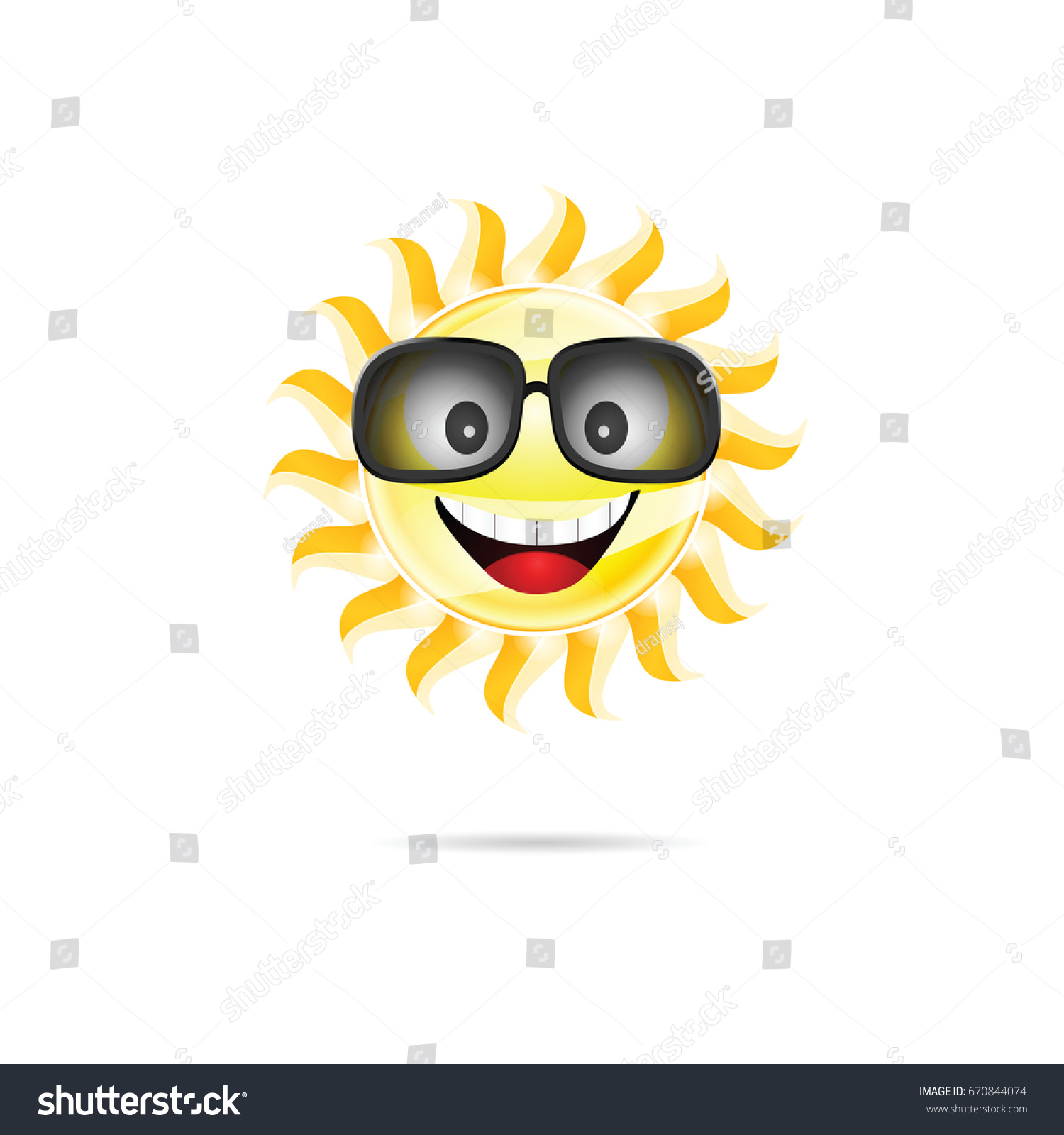 Sun Cartoon Sunglasses Illustration One Colorful Stock Vector (Royalty ...