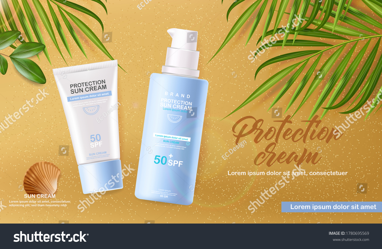 Sun Cream Bottle 3d Realistic Isolated Stock Vector (Royalty Free ...