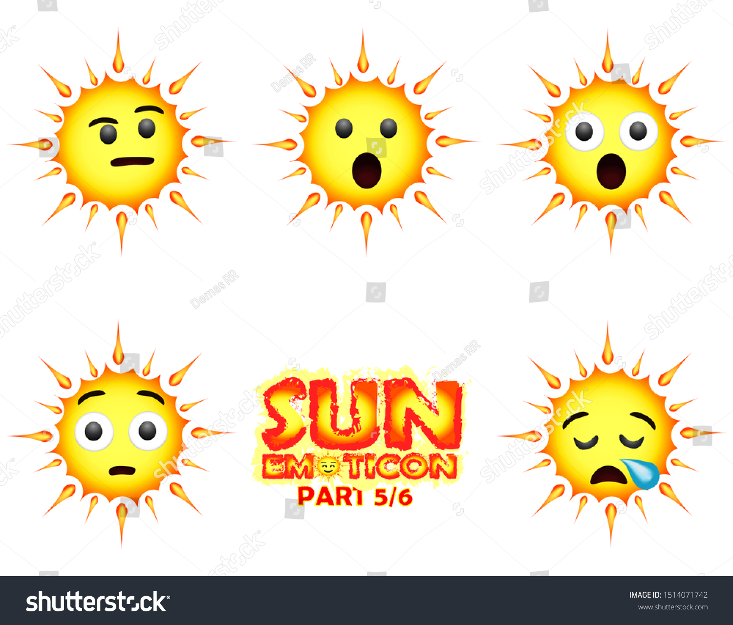 Sun Emoticons Several Expressions Part 5 Stock Vector Royalty Free