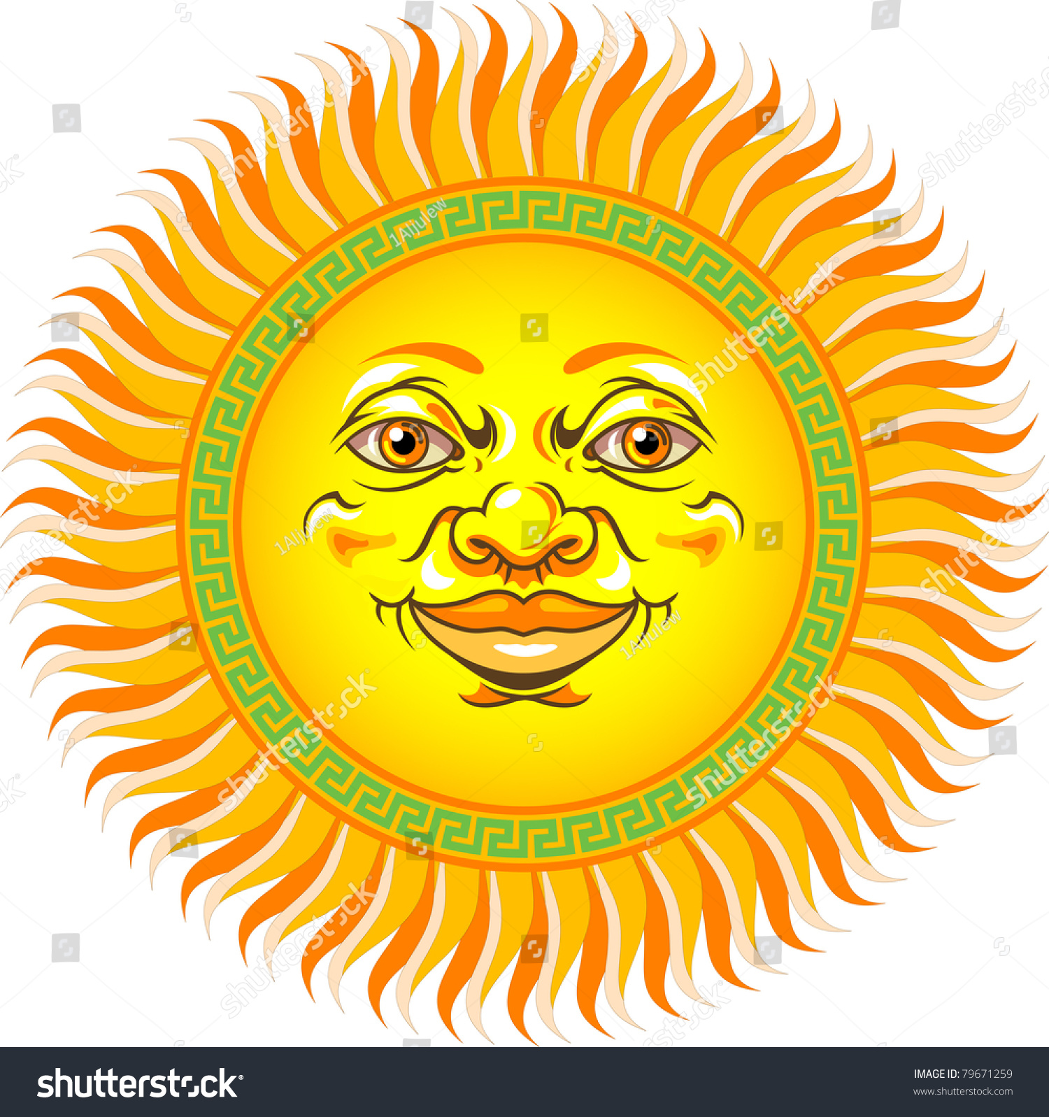 Sun Face Stock Vector Illustration 79671259 : Shutterstock