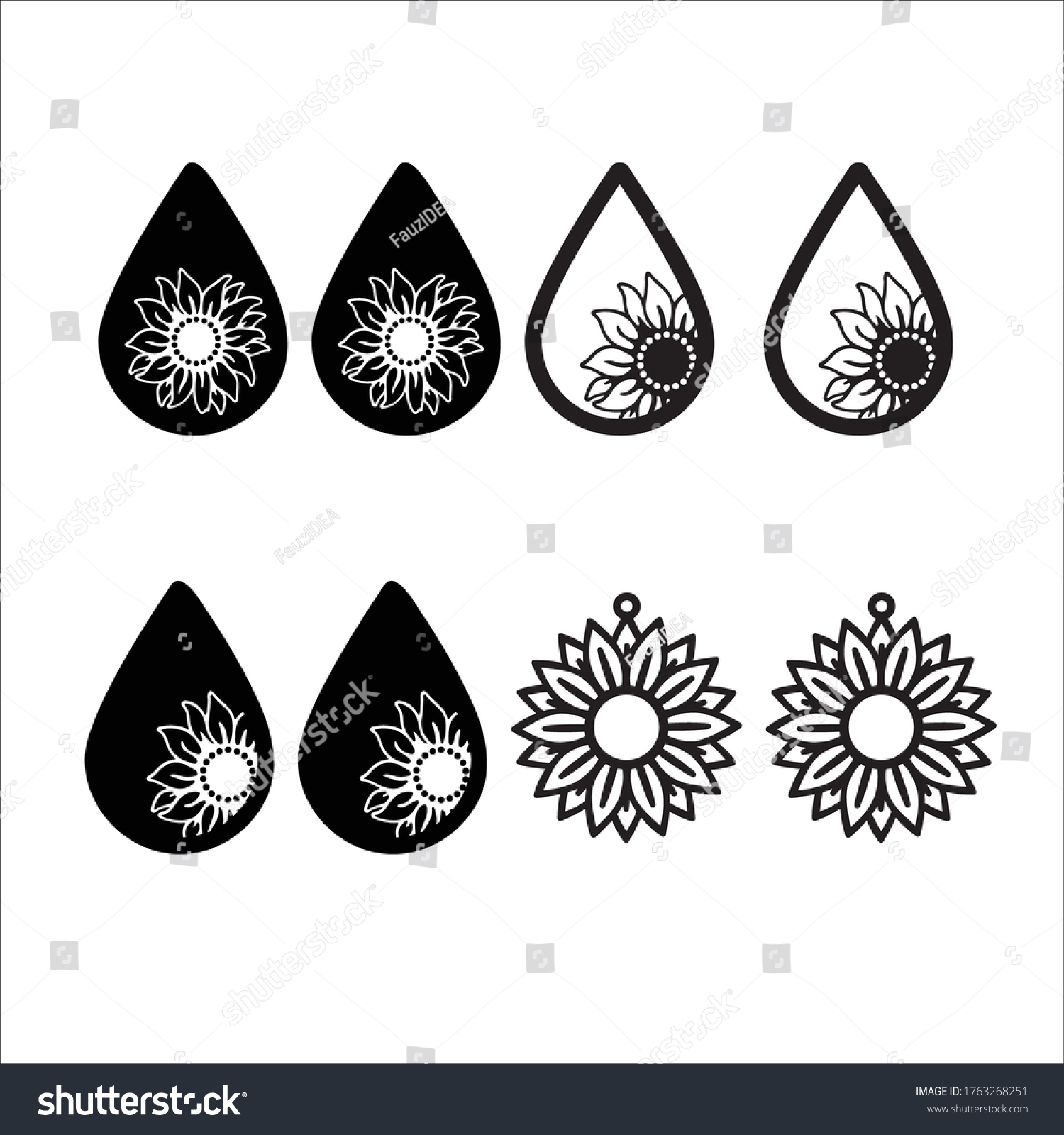 SVG of Sun flower earrings vector style illustration design on white background eps.10 svg